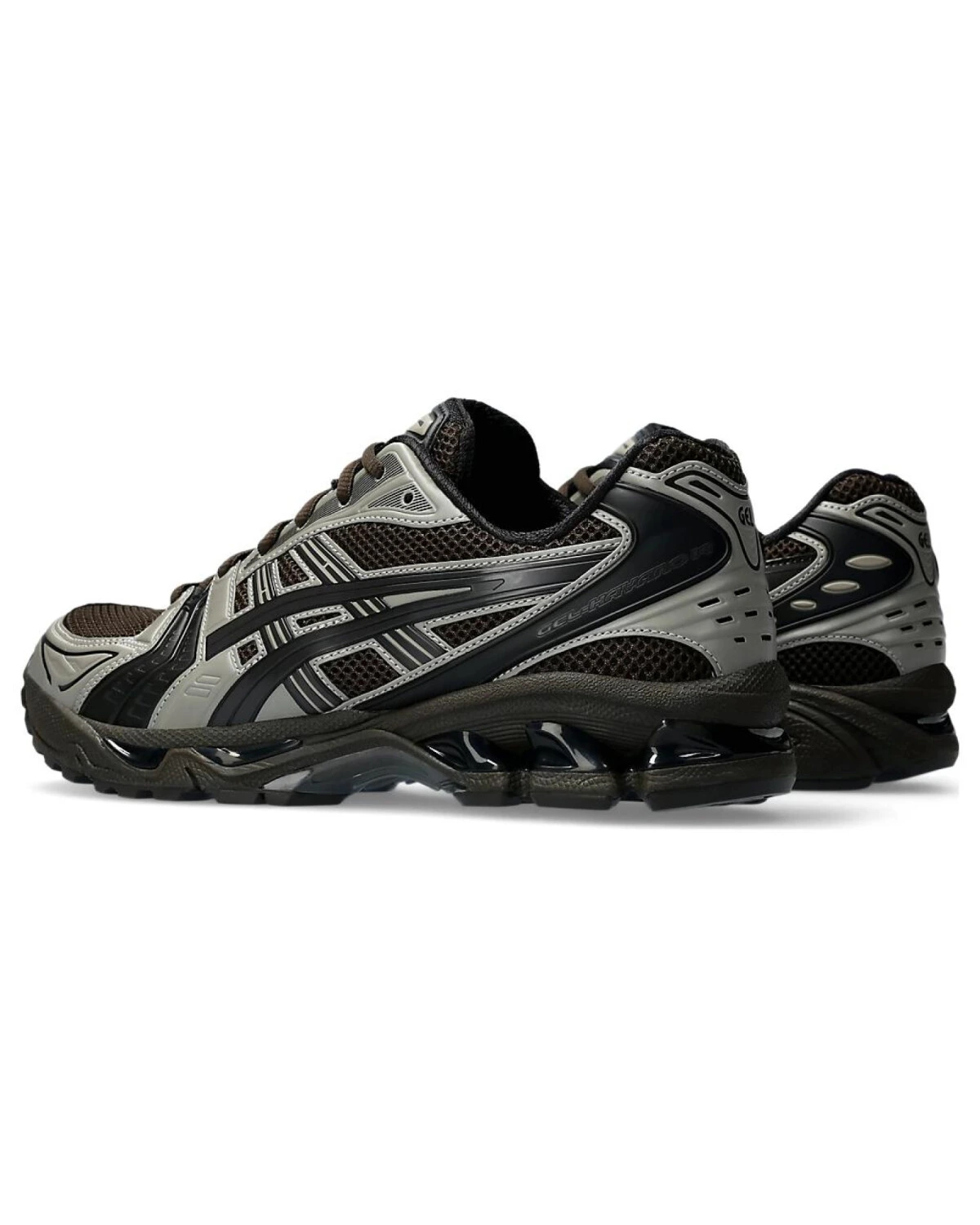 Asics Gel-Kayano 14 спортивные кроссовки из сетки и кожи черно-серо-коричневые картинка