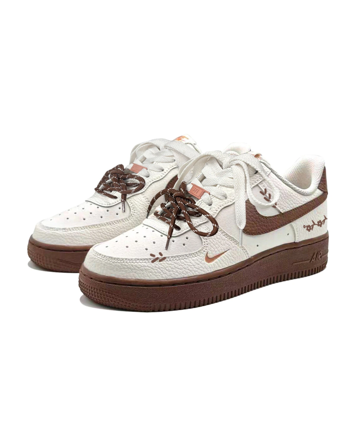 Nike Air Force 1 женские кроссовки повседневные молочно-коричневые ретро картинка