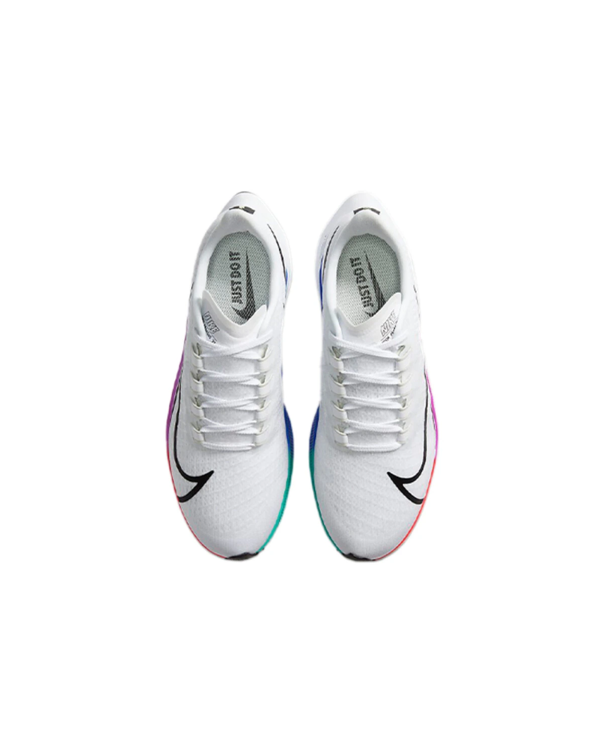 Nike Pegasus 37 унисекс спортивные кроссовки для марафона белые с радужной вставкой картинка