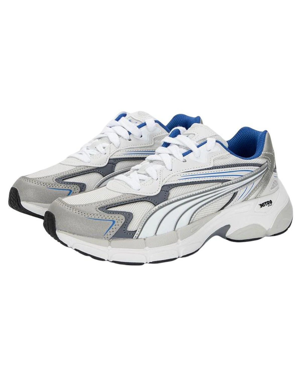 PUMA Teveris Nitro unisex кроссовки бело-серо-синие из комбинированного материала картинка