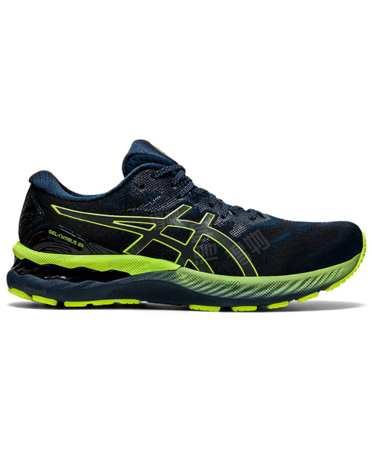 Asics GEL-Nimbus 23 Lite-Show мужские кроссовки для бега сине-желтые картинка
