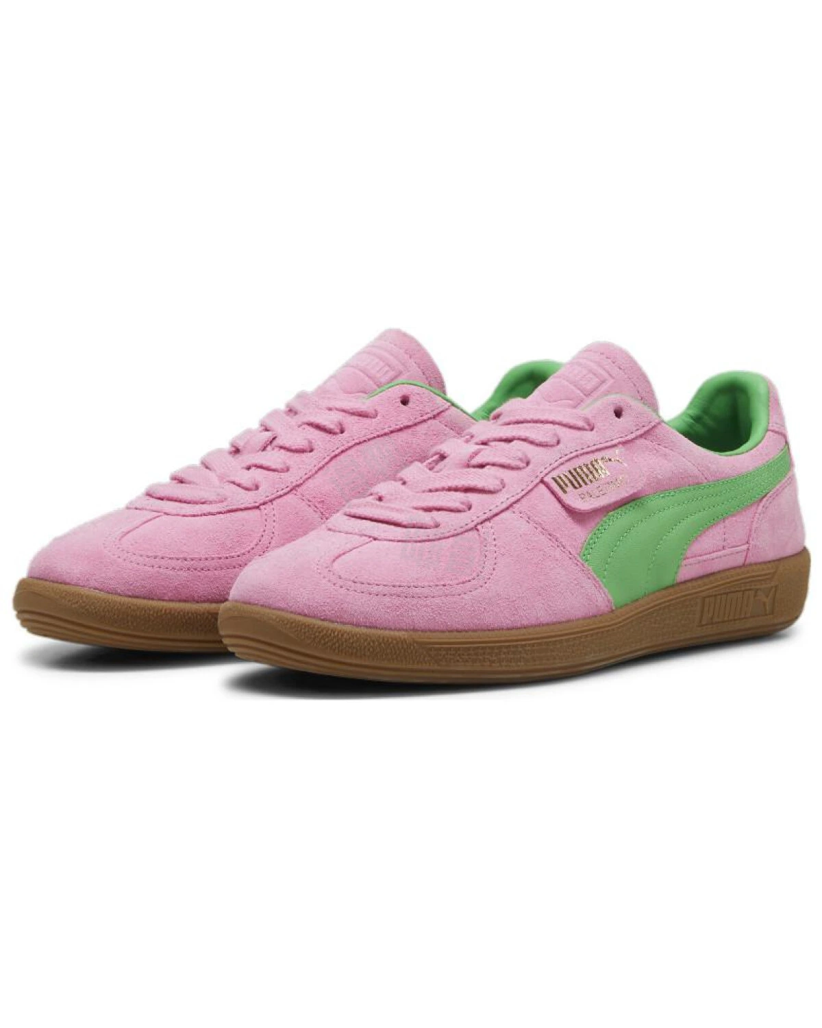 PUMA Palermo Special унисекс кроссовки из замши розово-зеленые картинка