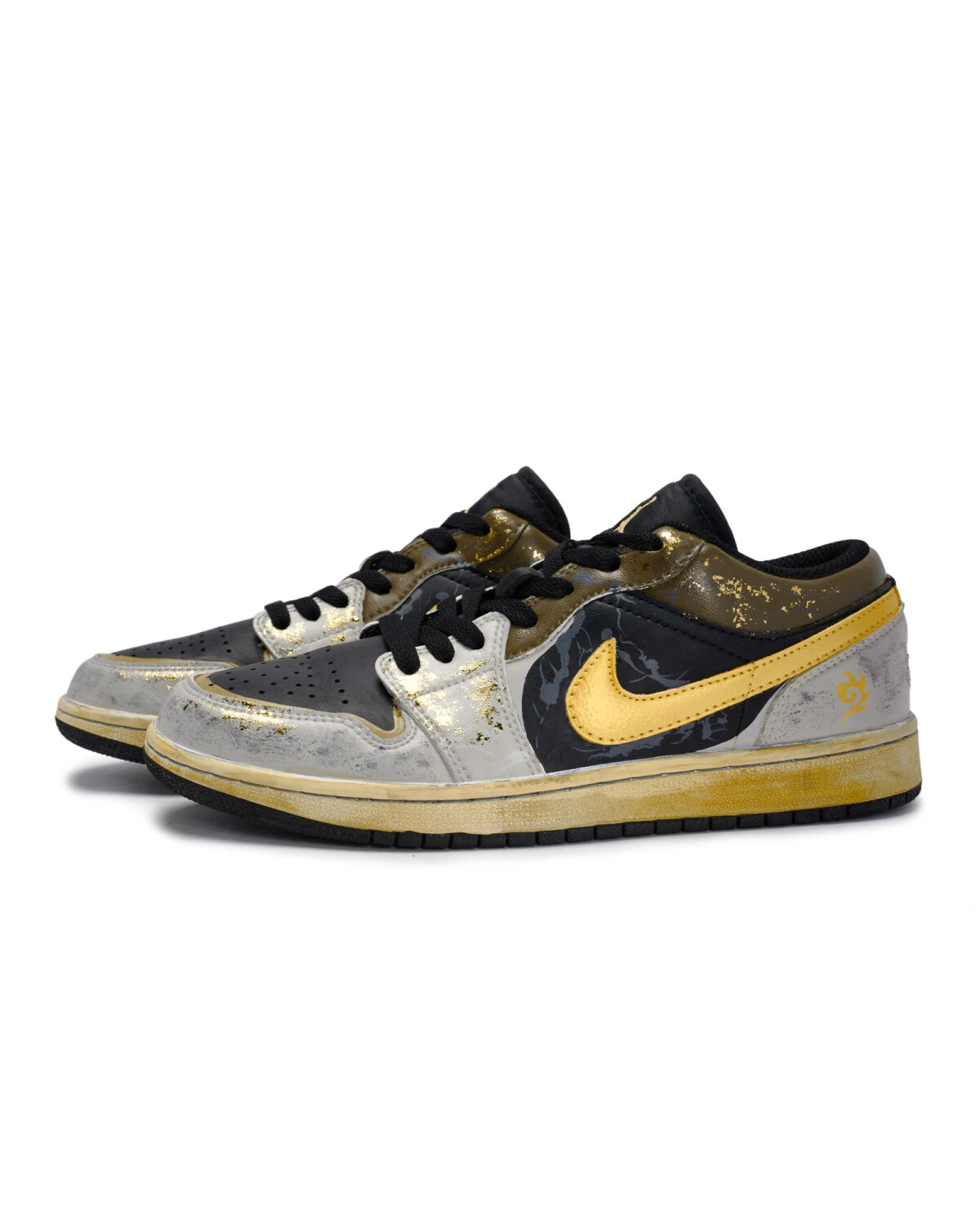 Jordan Air Jordan 1 Low унисекс кроссовки черно-серо-золотые картинка