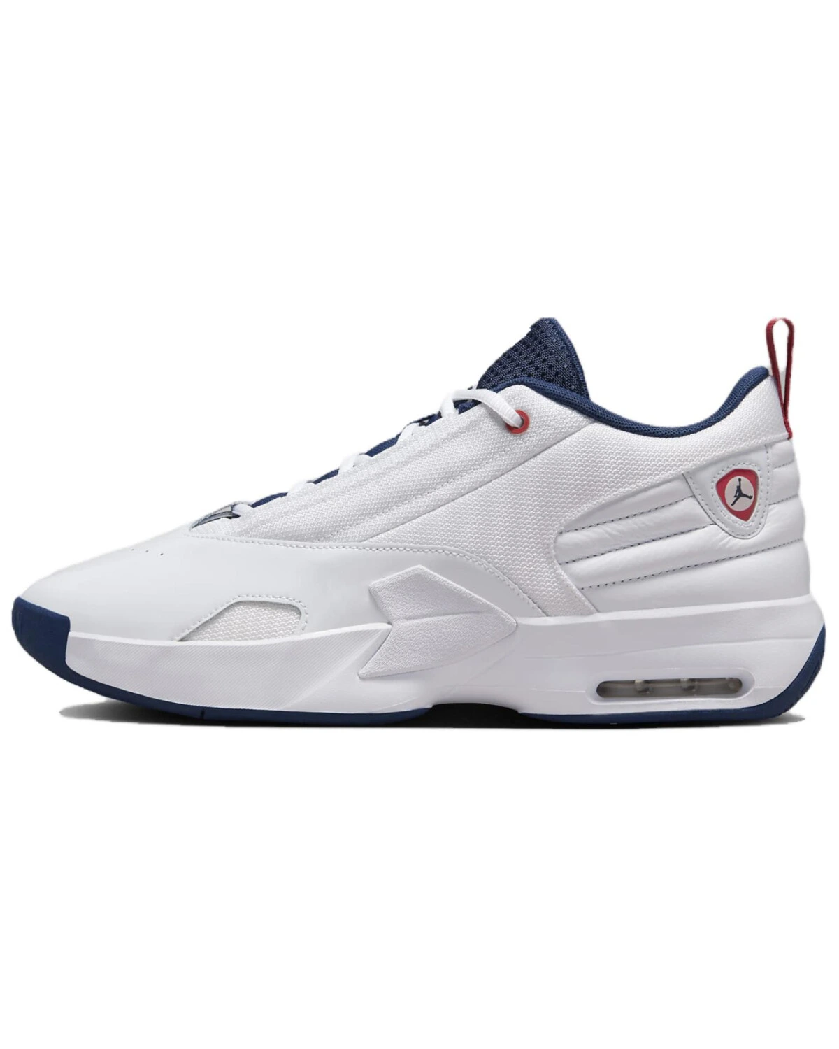 Jordan Max Aura 6 унисекс кроссовки белые с красными и синими акцентами картинка