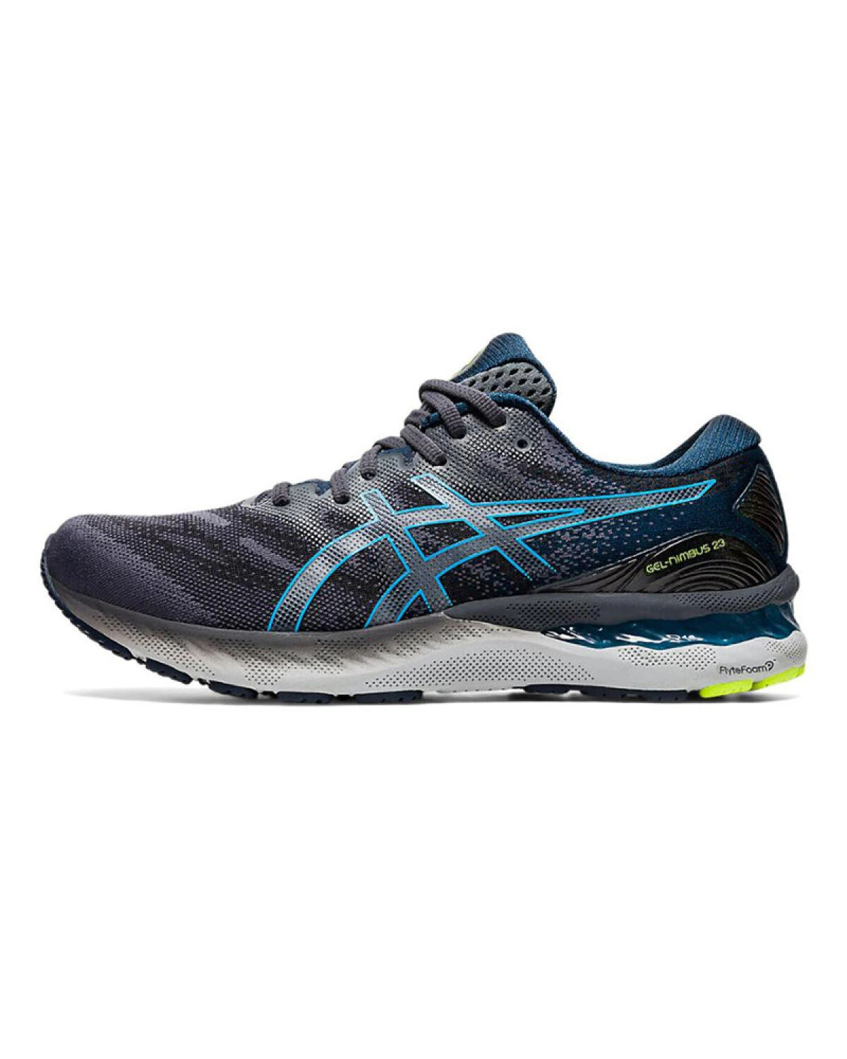 Asics GEL-Nimbus 23 мужские кроссовки для бега серо-голубые с амортизацией картинка