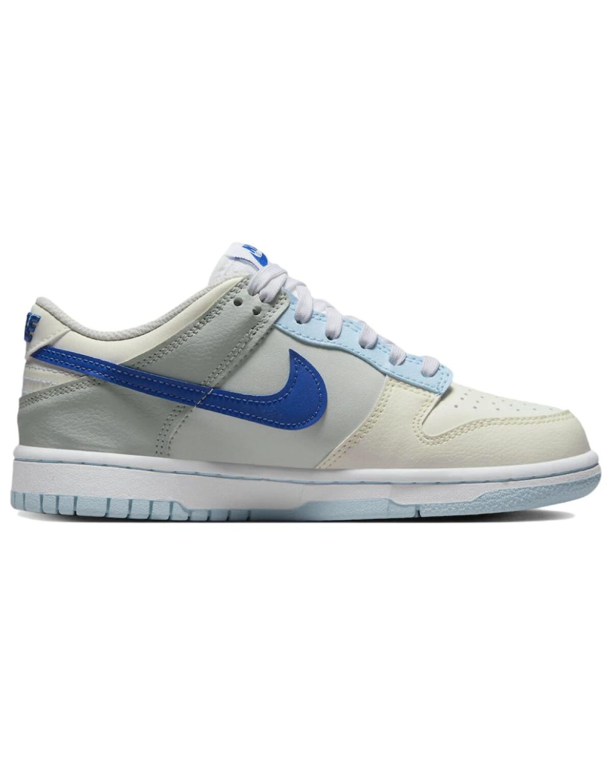 Nike Dunk детские кроссовки кожаные бежевые с синим картинка