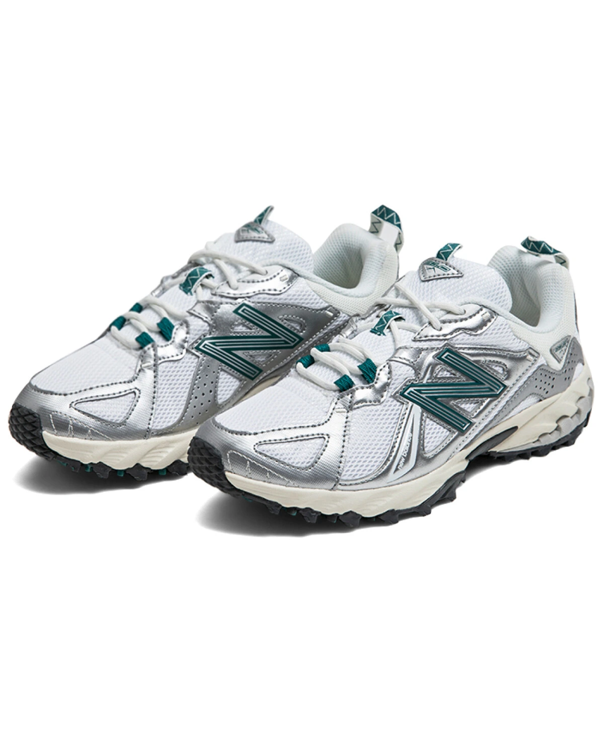 New Balance ML610 унисекс кроссовки серебристо-белые из текстиля и искусственной кожи картинка