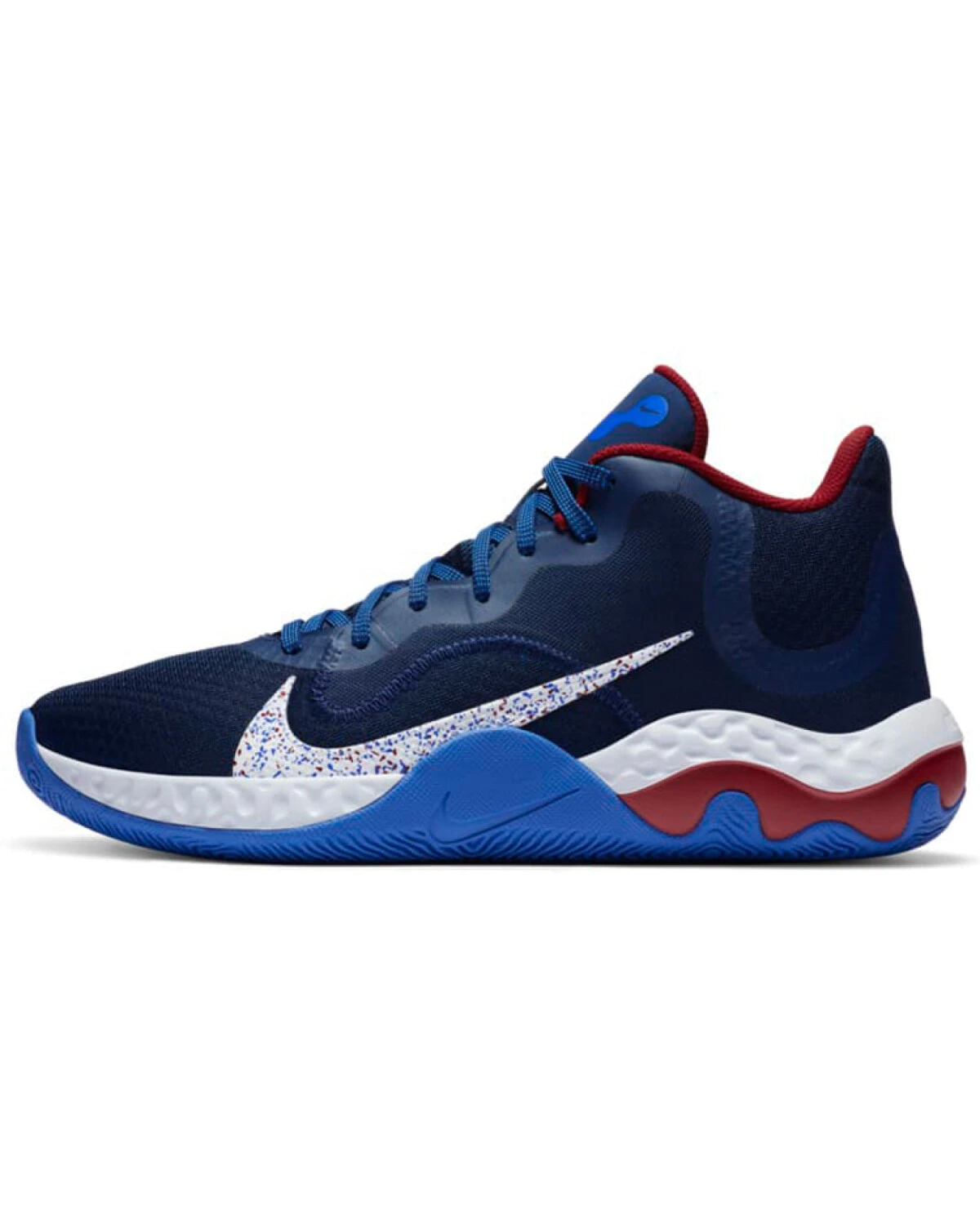 Nike Renew Elevate мужские баскетбольные кроссовки тканевые с амортизацией сине-белые с красным картинка