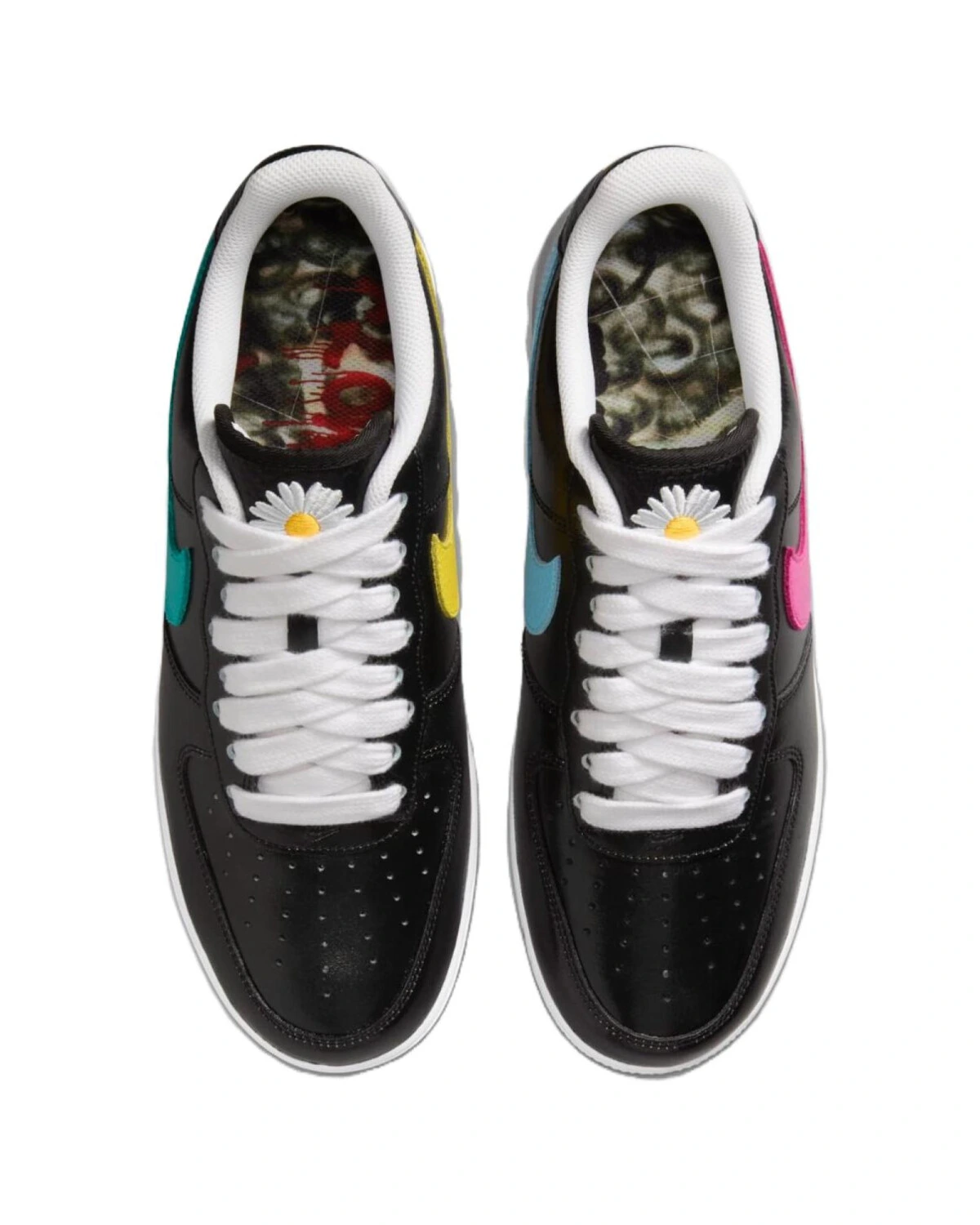 Nike Air Force 1 unisex кроссовки черно-зеленые с розовыми вставками картинка
