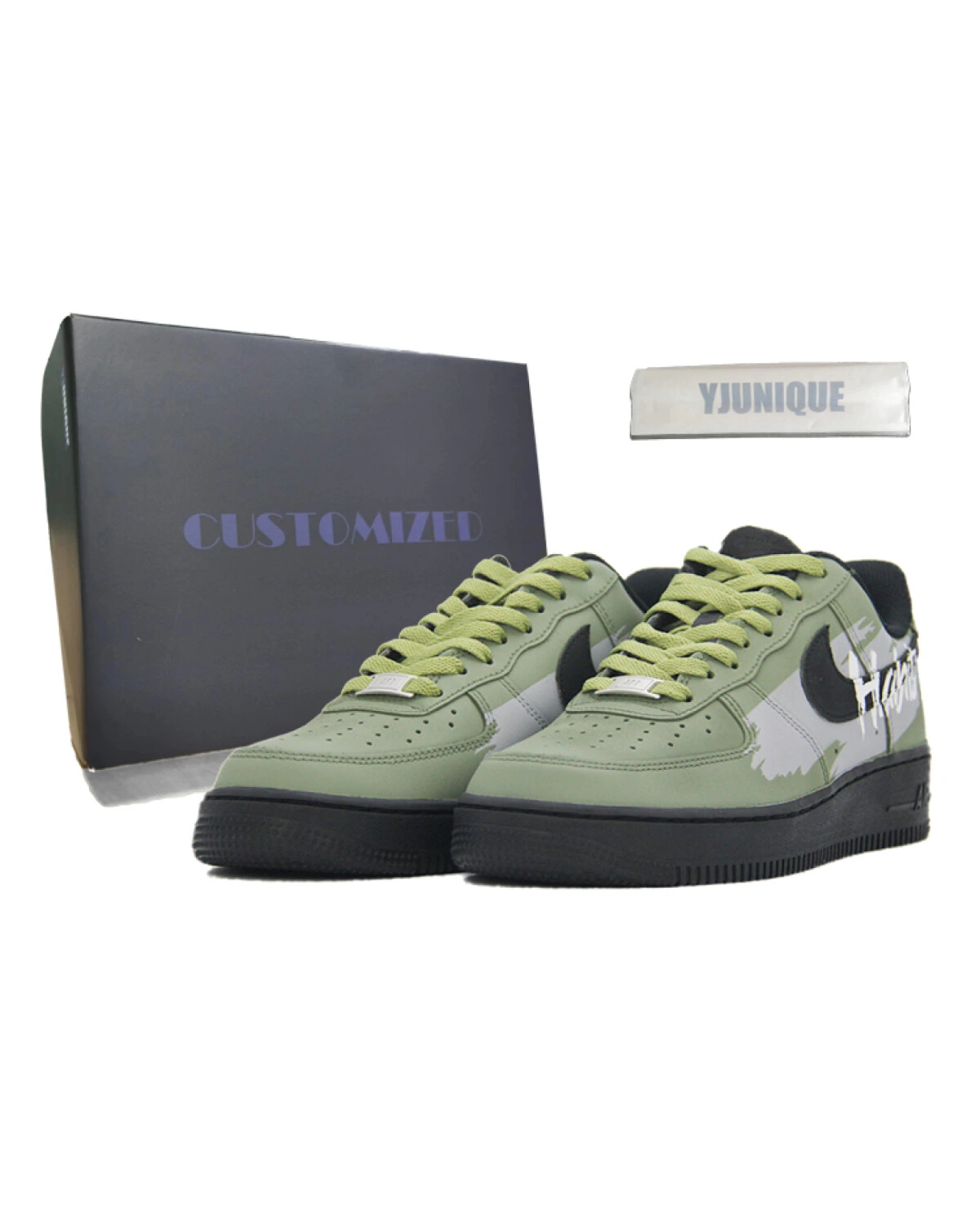 Nike Air Force 1 07 унисекс кроссовки кожаные зеленые картинка
