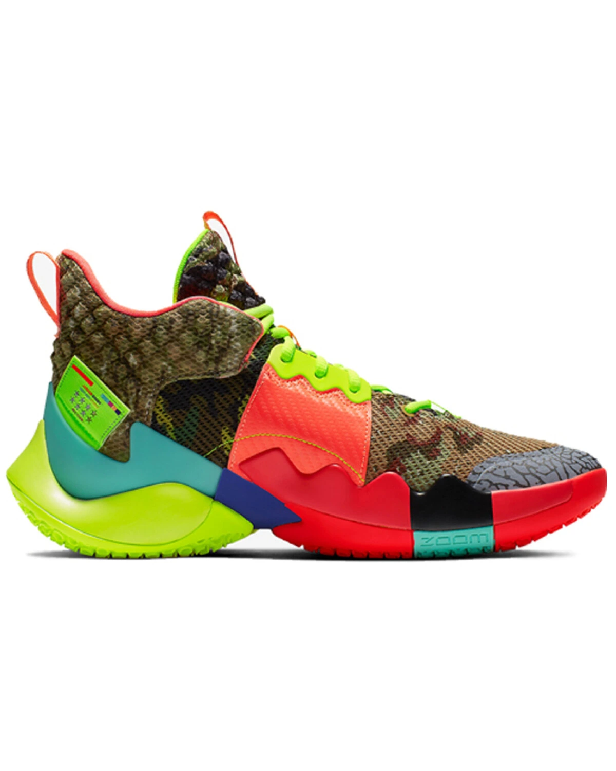 Jordan Why Not Zer0,2 унисекс баскетбольные кроссовки камуфляжные оранжево-зеленые картинка