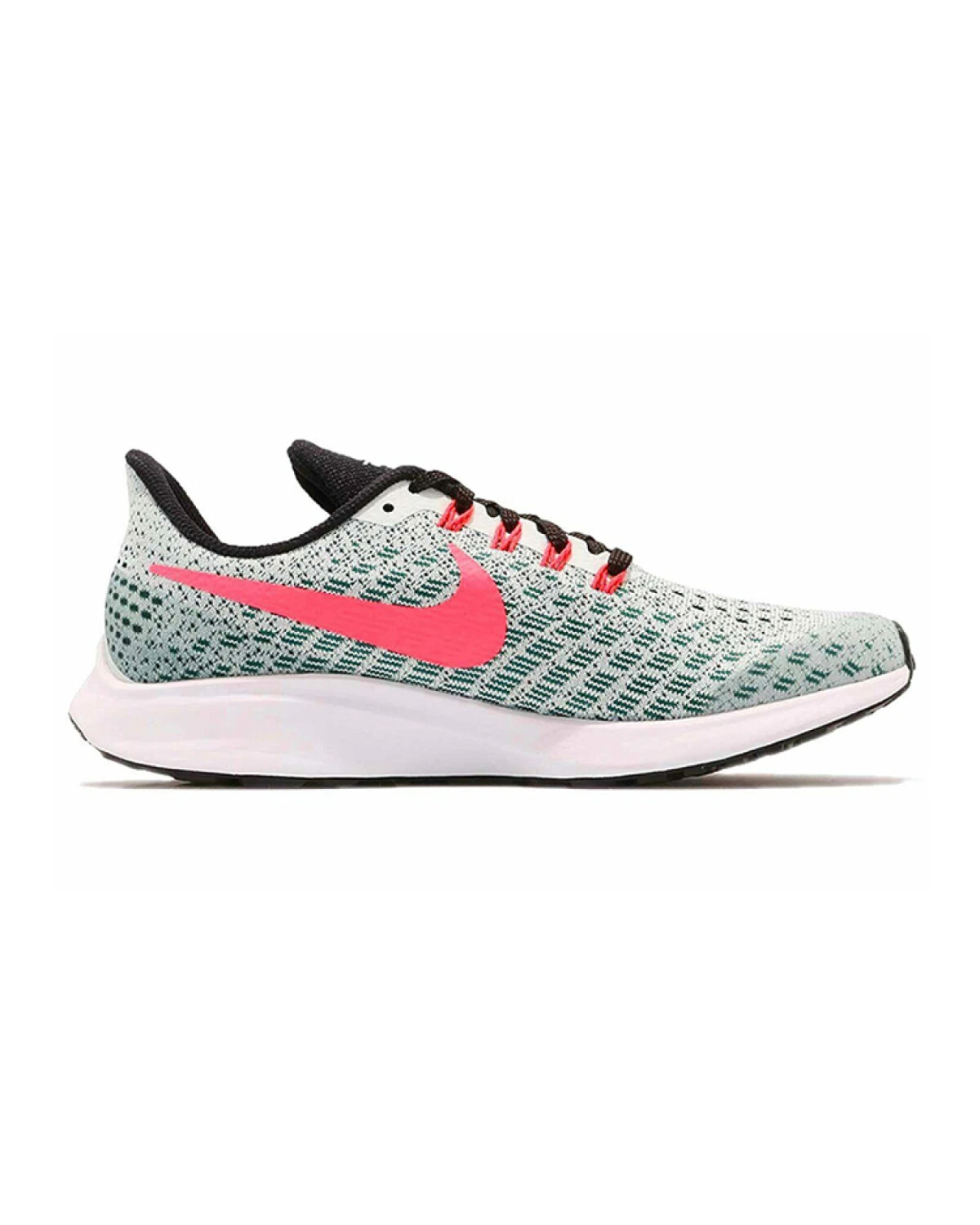 Nike Pegasus 35 детские кроссовки для бега белые с зелено-розовыми вставками картинка