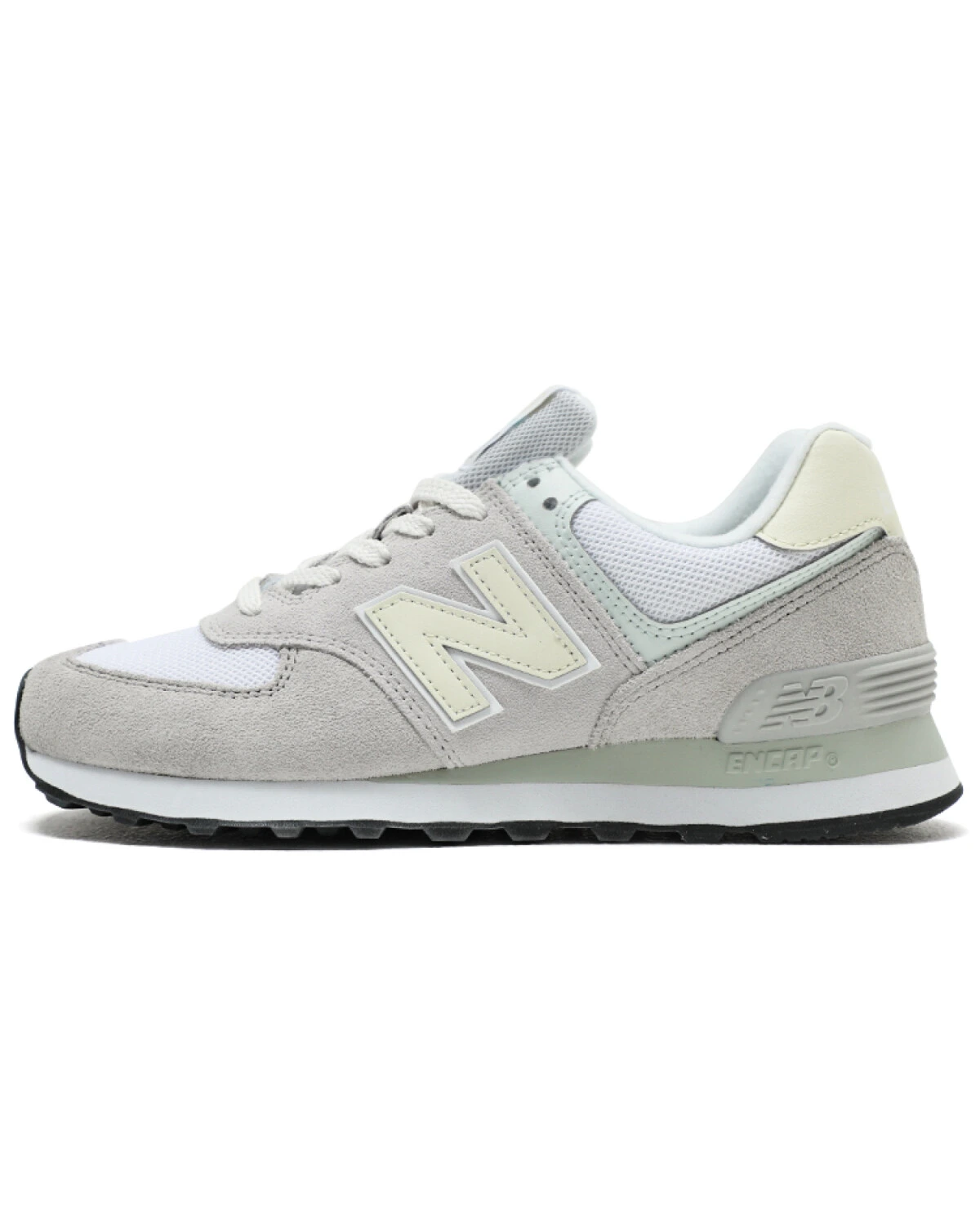 New Balance 574 v2 женские повседневные кроссовки серые с желтыми акцентами картинка