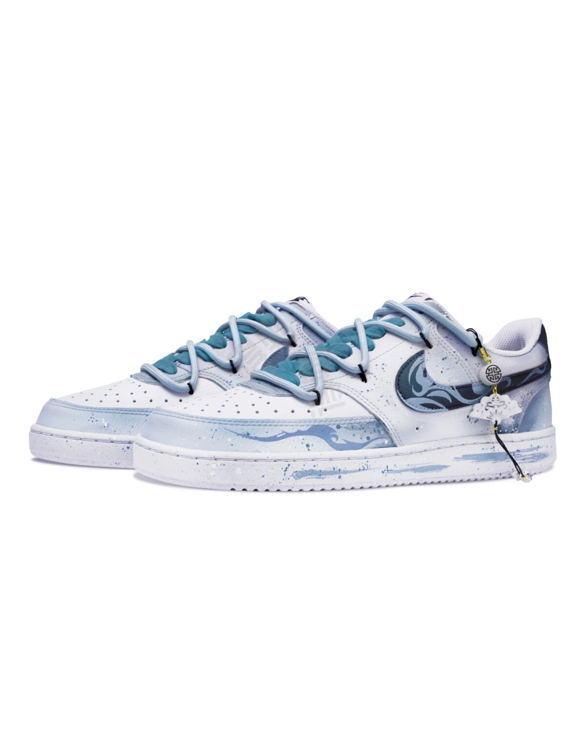 Nike Court Vision Low unisex кеды синие с традиционным узором и износостойкостью картинка