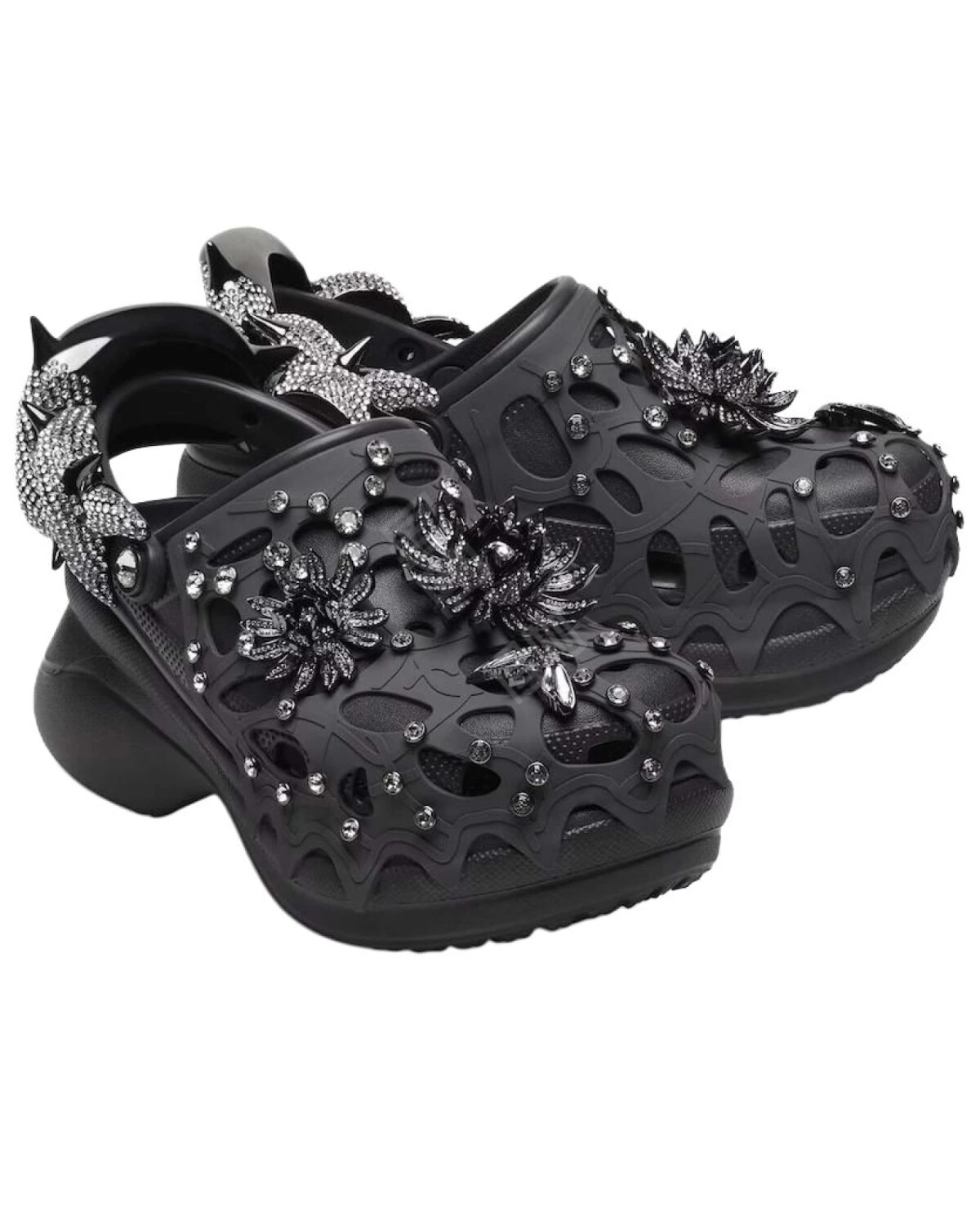 Crocs Bae Clog Swarovski сабо черные с платформой картинка