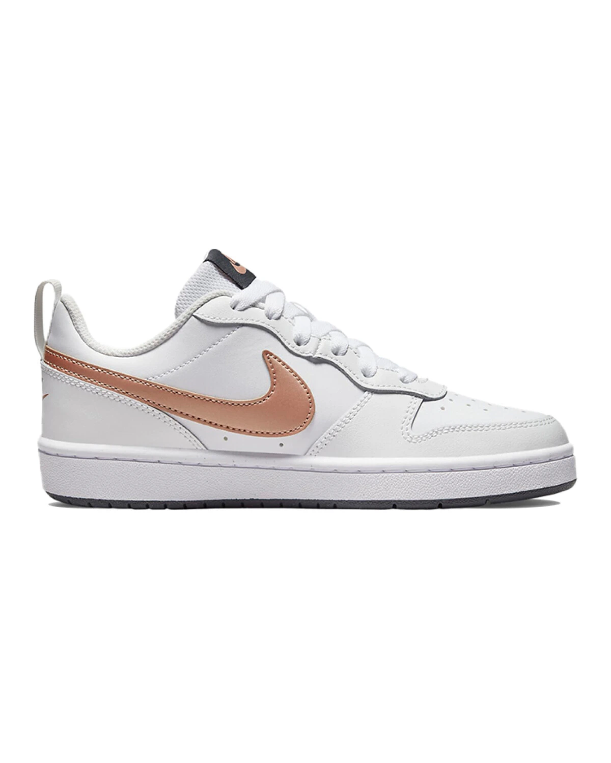 Nike Court Borough Low 2 детские кеды белые с золотым картинка