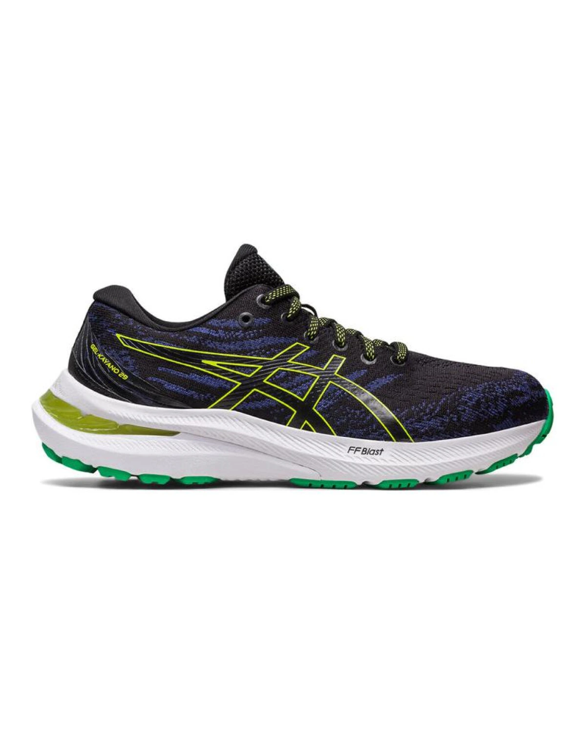 Asics GEL-KAYANO 29 детские кроссовки для бега с амортизацией и дышащие черно-зеленые картинка