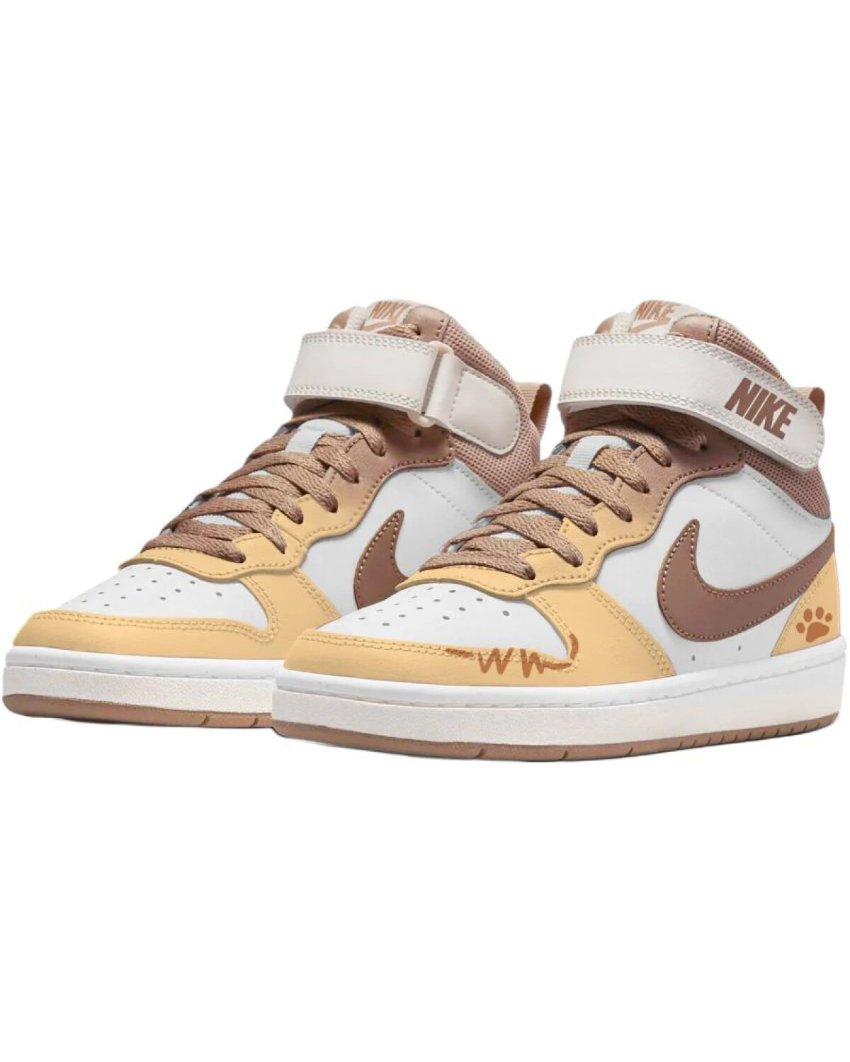 Nike Court Borough детские кеды жёлтые средние ретро стиль картинка