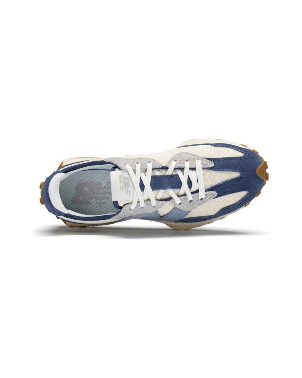 New Balance NB 327 unisex кроссовки для бега сине-белые из ткани и кожи картинка