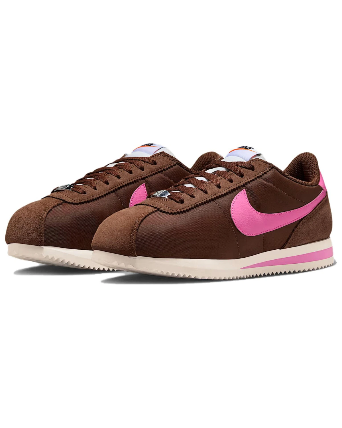 Nike Cortez Textile унисекс кроссовки из замши коричневые с розовым акцентом картинка