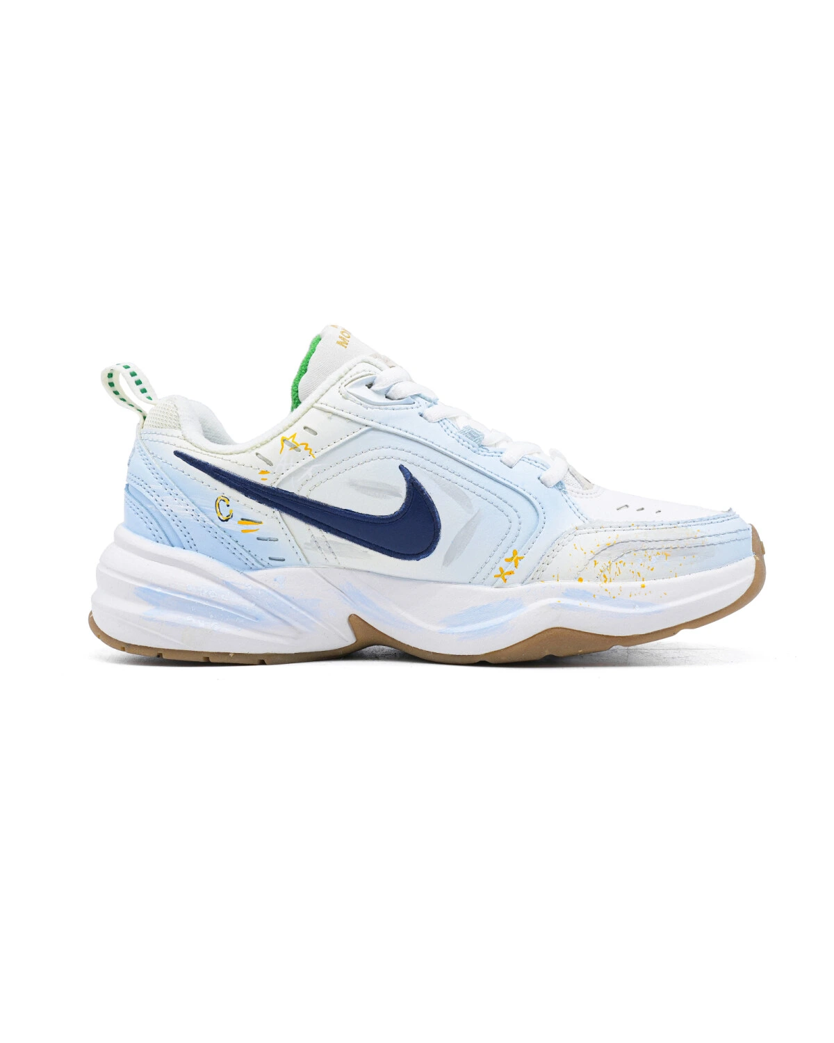 Nike Air Monarch 4 мужские кроссовки из натуральной кожи бело-голубые картинка