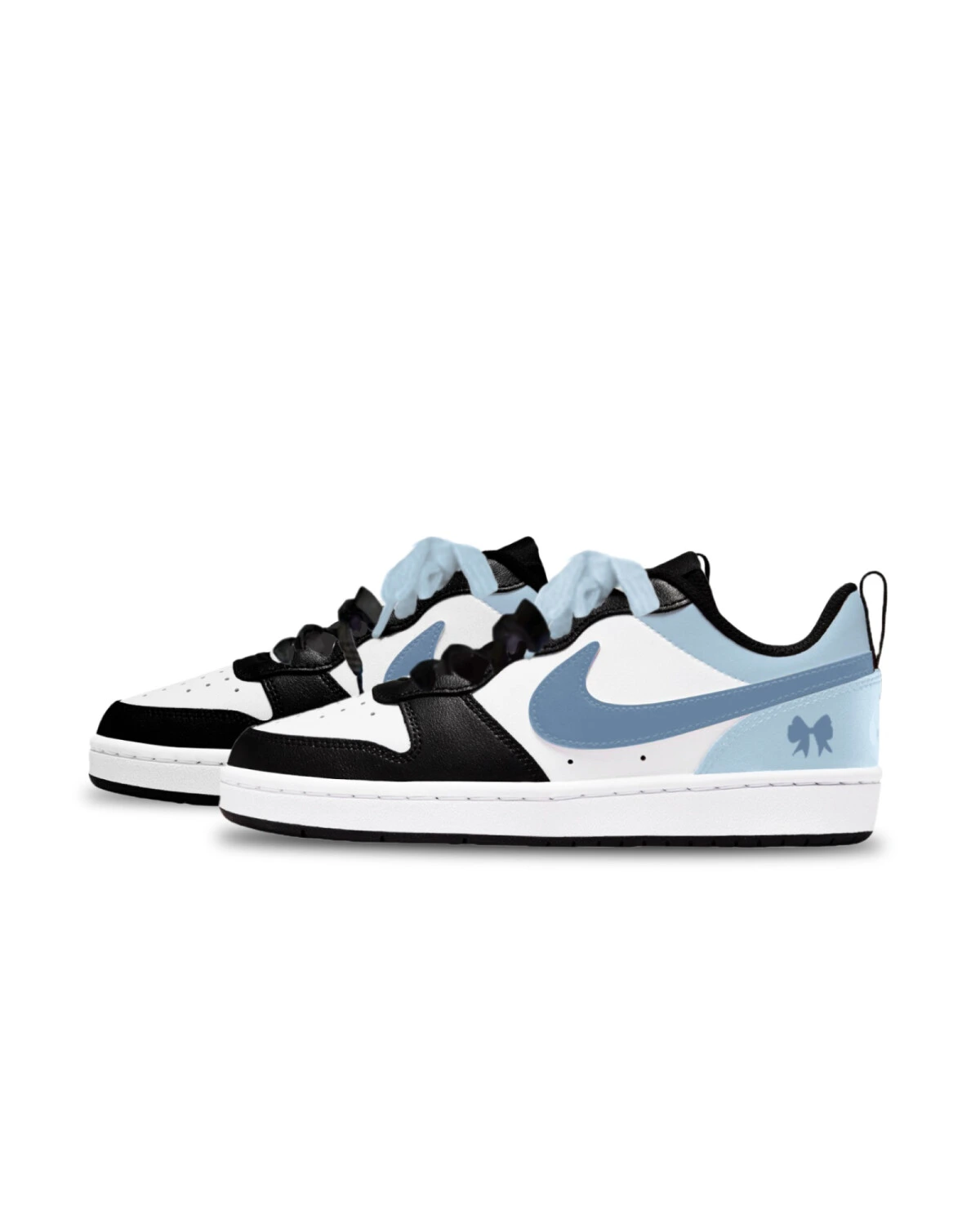 Nike Court Borough Low 2 детские кеды кожаные голубые износостойкие картинка