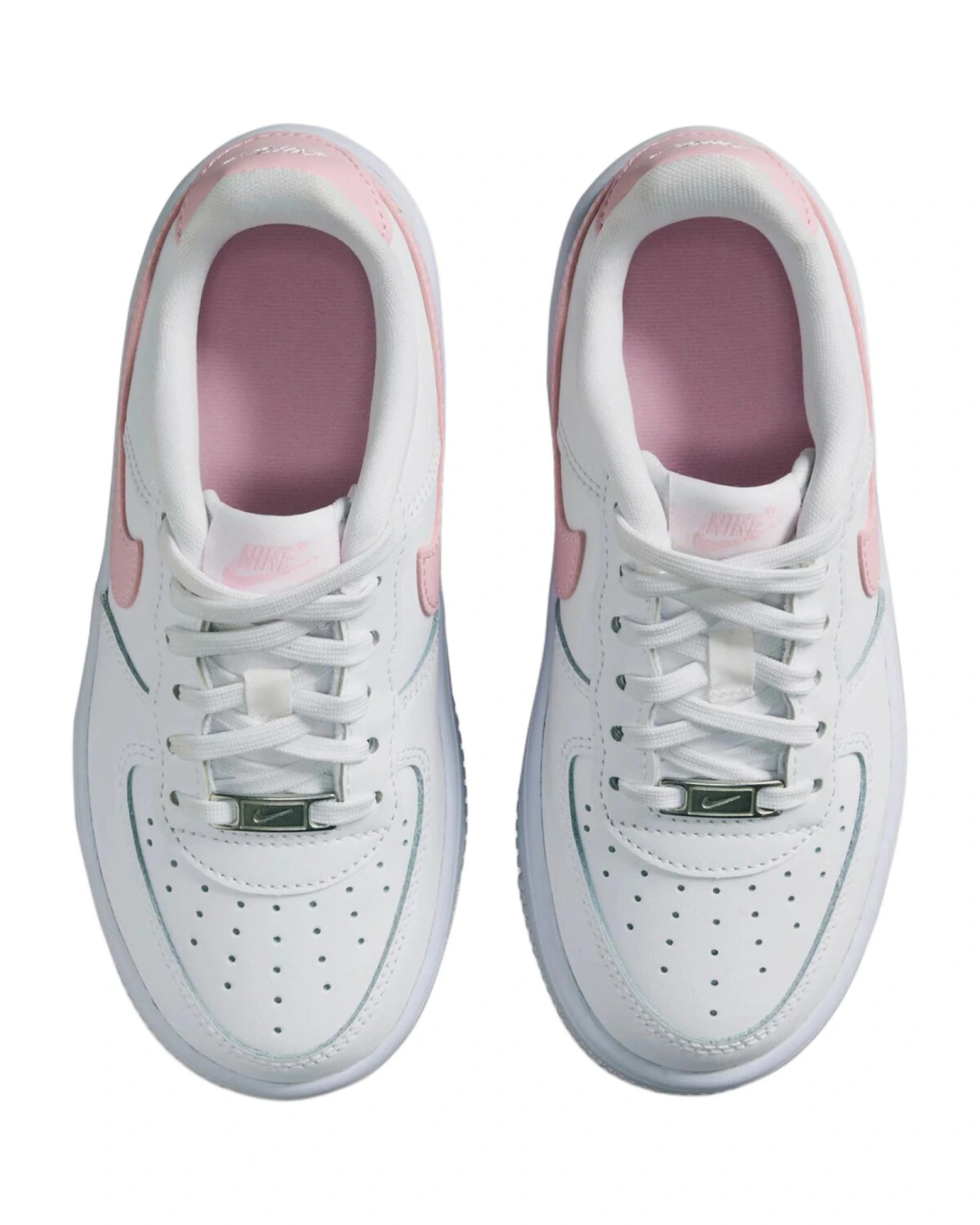 Nike Air Force 1 детские кроссовки белые с розовыми вставками картинка