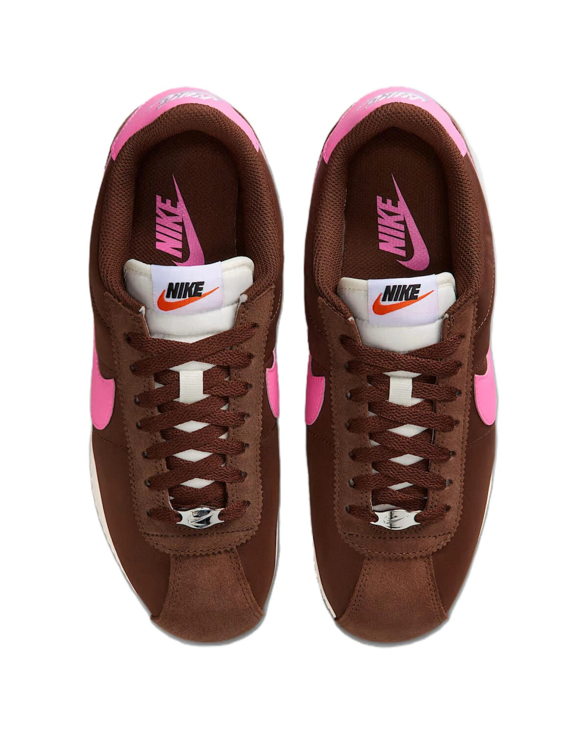 Nike Cortez Textile унисекс кроссовки из замши коричневые с розовым акцентом картинка