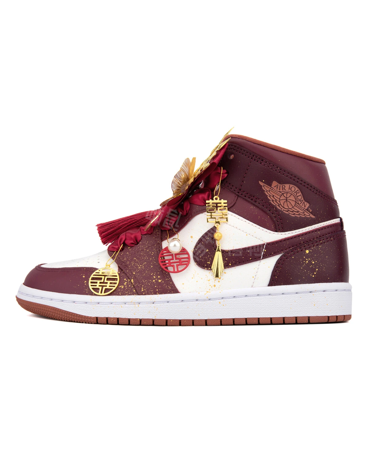 Jordan Air Jordan 1 унисекс кроссовки кожаные бордовые картинка
