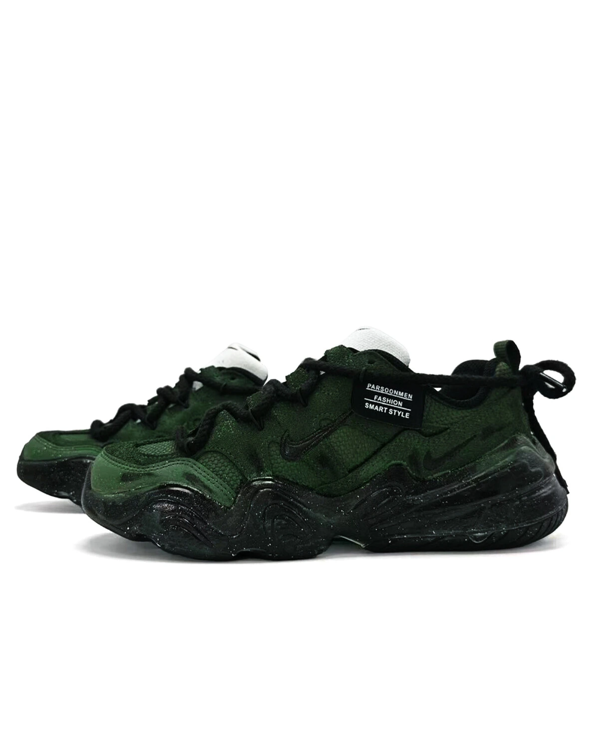 Nike Tech Hera женские повседневные кроссовки из сетки черно-зеленые картинка