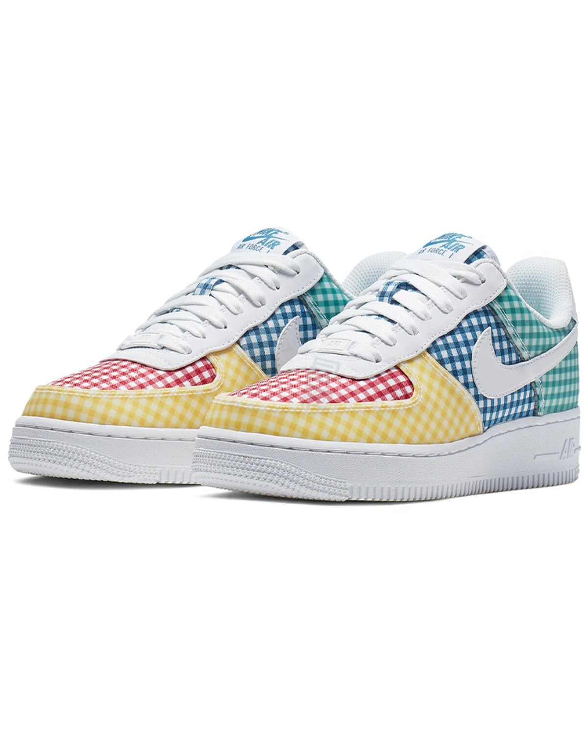 Nike Air Force 1 07 QS женские кроссовки с четырёхцветной клетчатой вставкой картинка