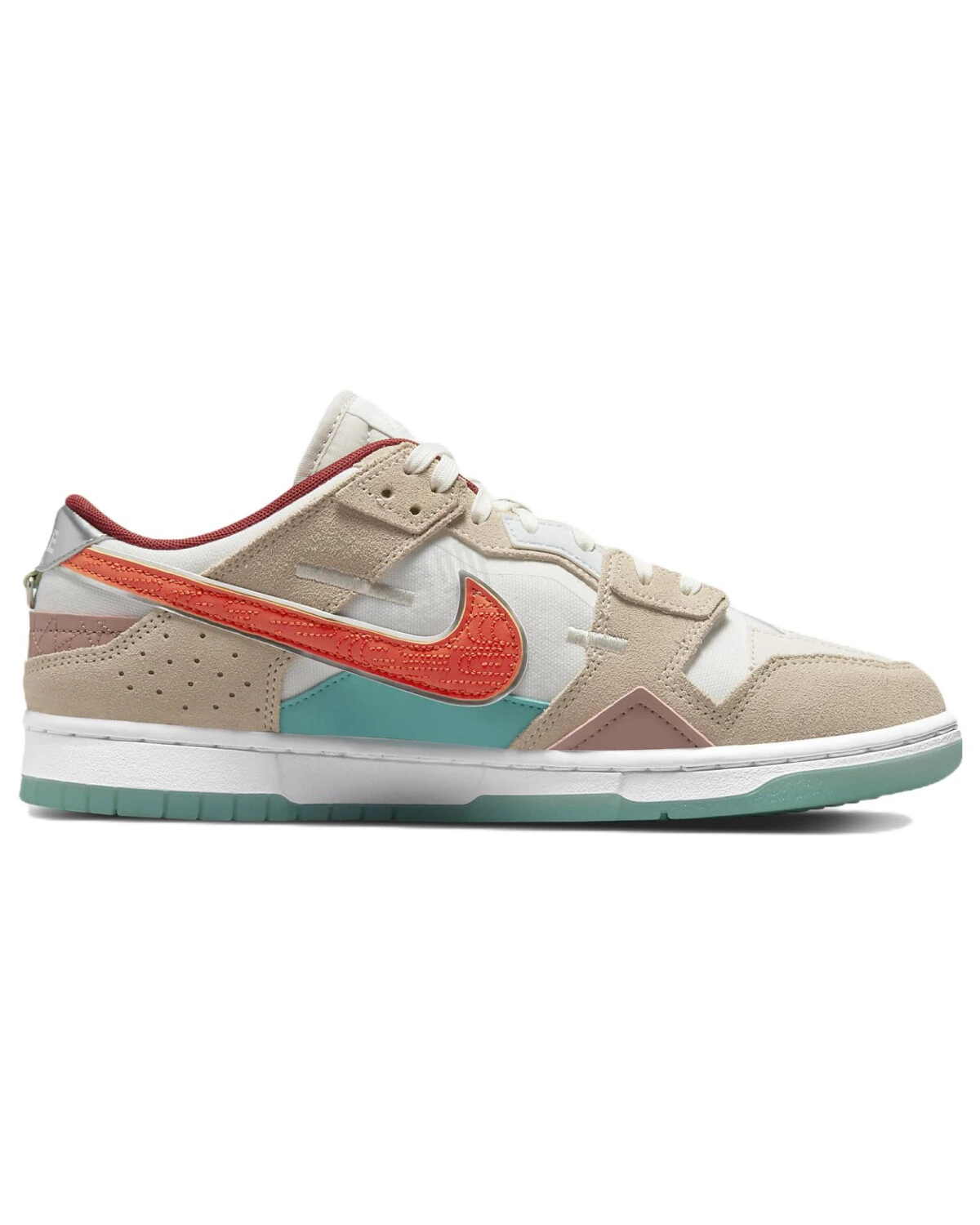 Nike Dunk Scrap Shapeless мужские кроссовки бело-оранжевые с синим картинка
