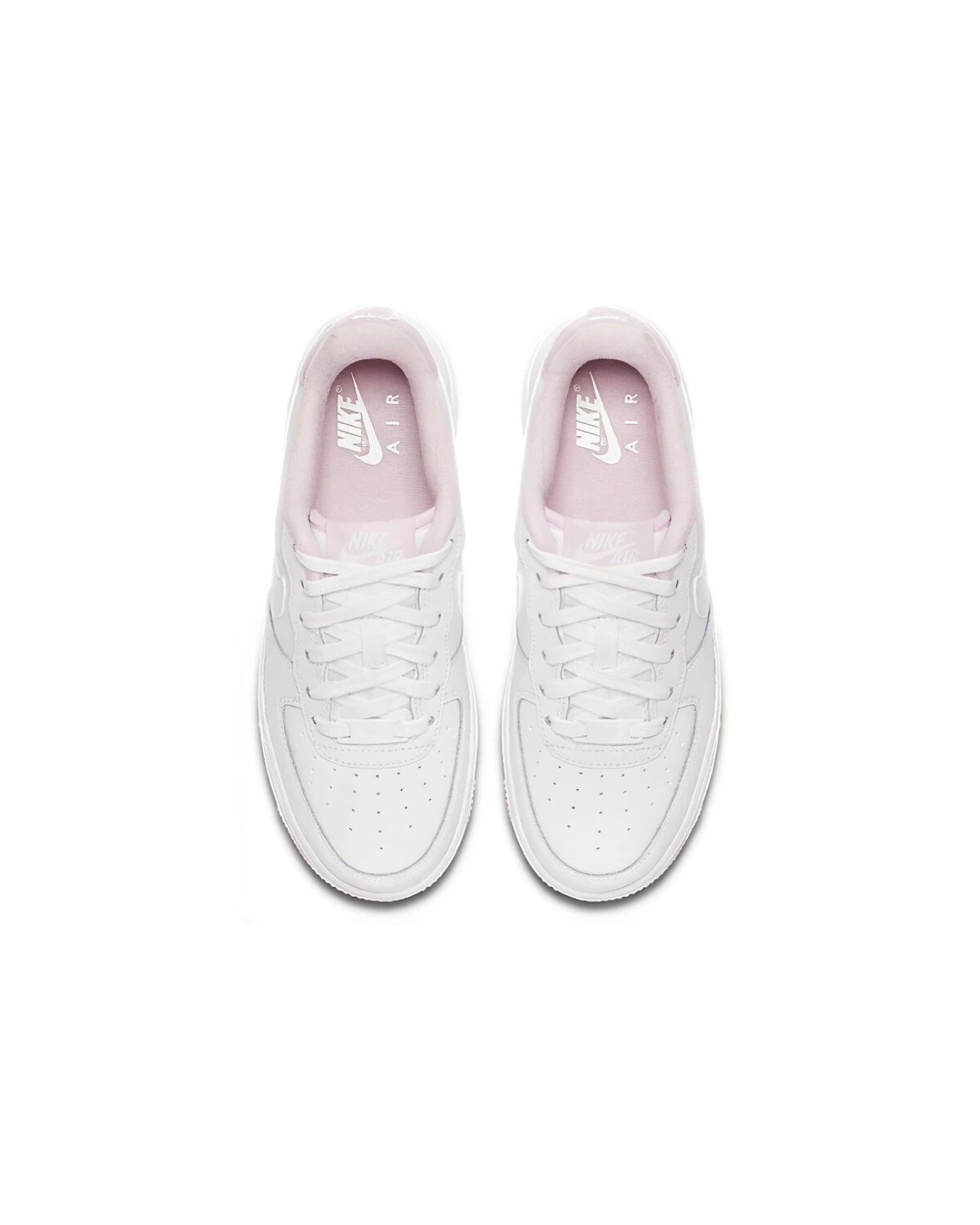 Nike Air Force 1 детские кеды кожаные бело-розовые картинка