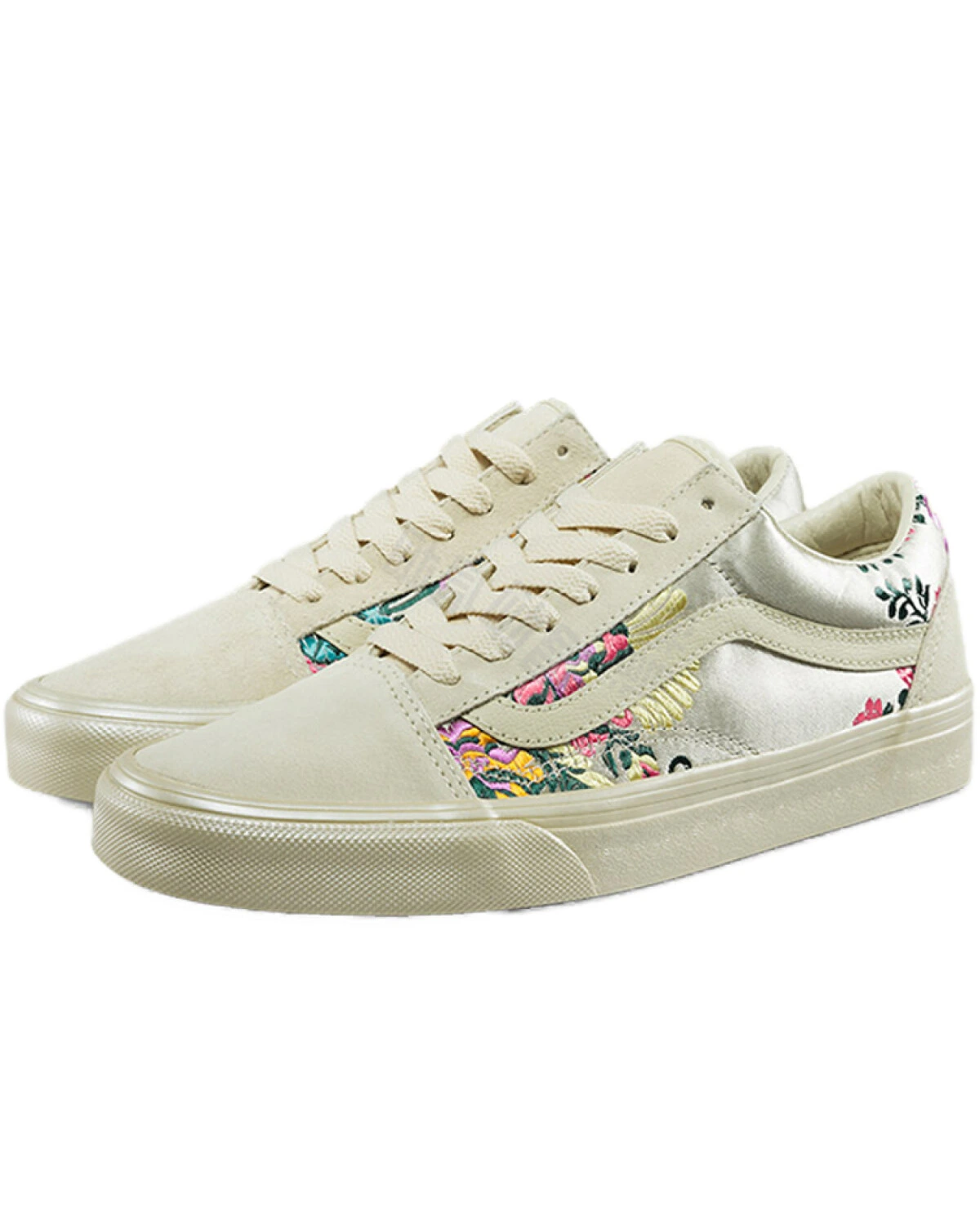 Vans Old Skool женские кеды с цветочной вышивкой серебристые картинка