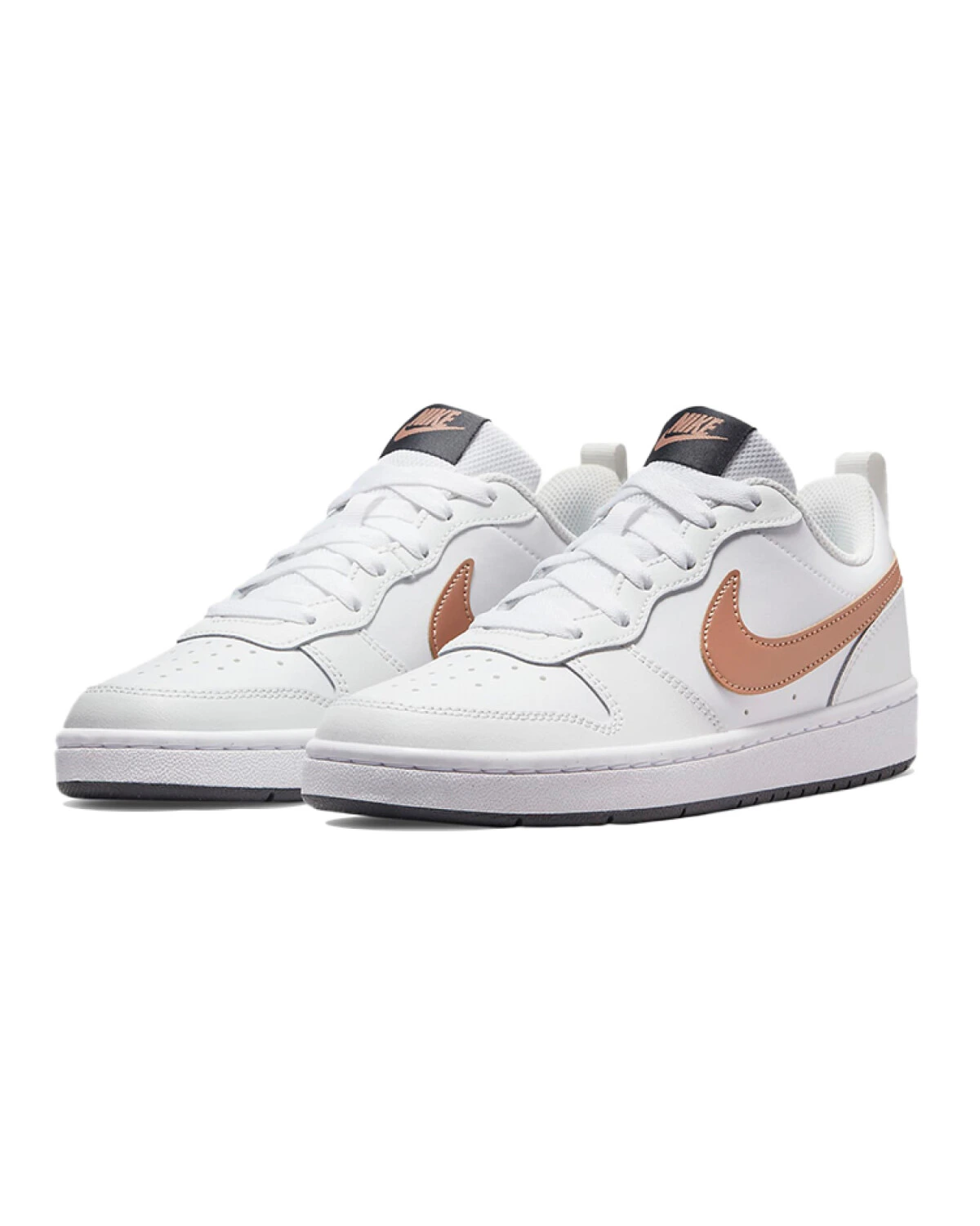 Nike Court Borough Low 2 детские кеды белые с золотым картинка