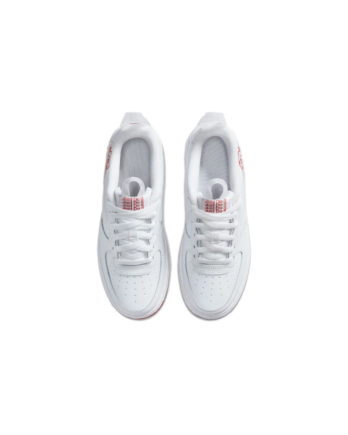 Nike Air Force 1 WILD LV8 детские кеды белые с красными деталями картинка