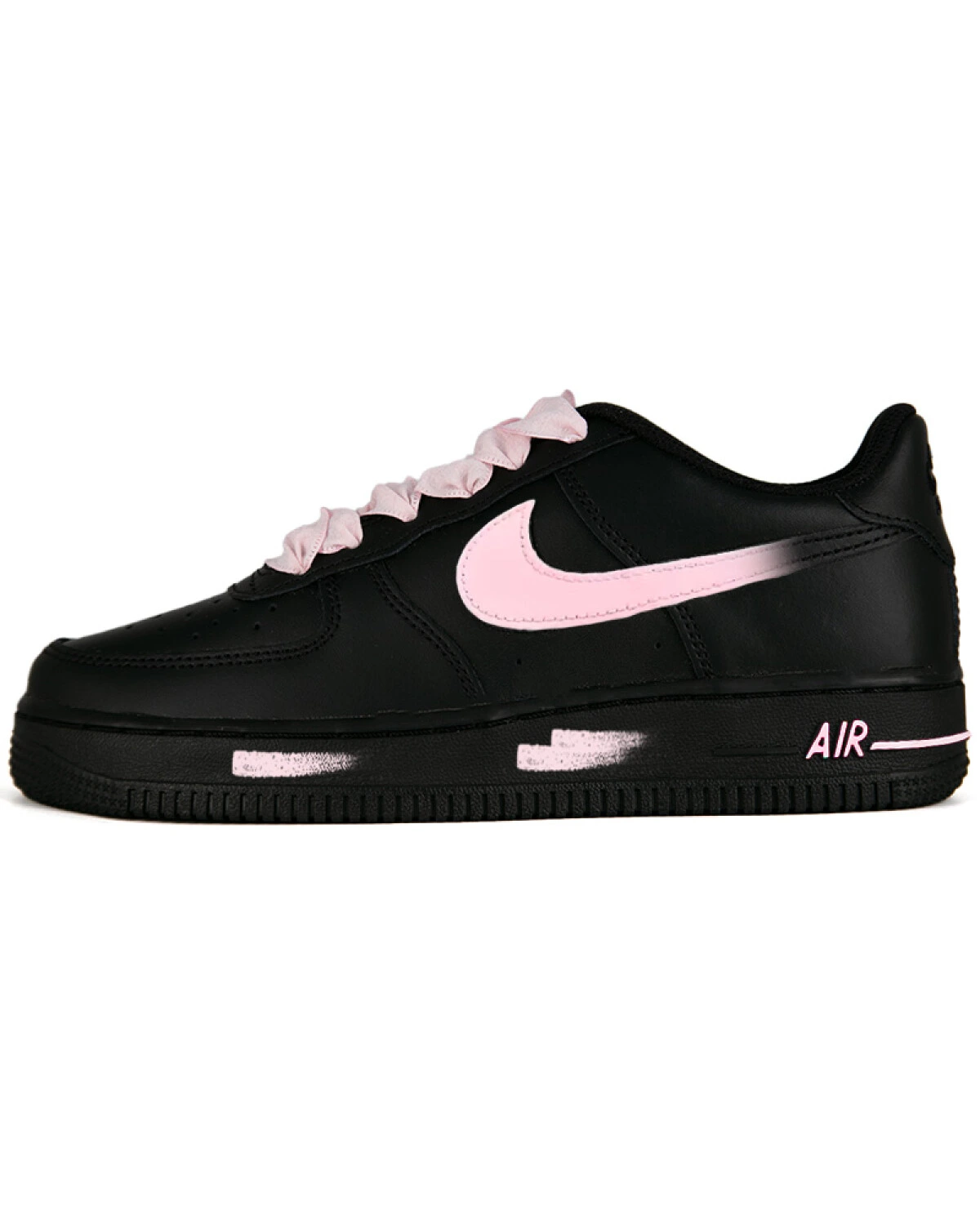 Nike Air Force 1 unisex кроссовки черно-розовые с розовой отделкой картинка