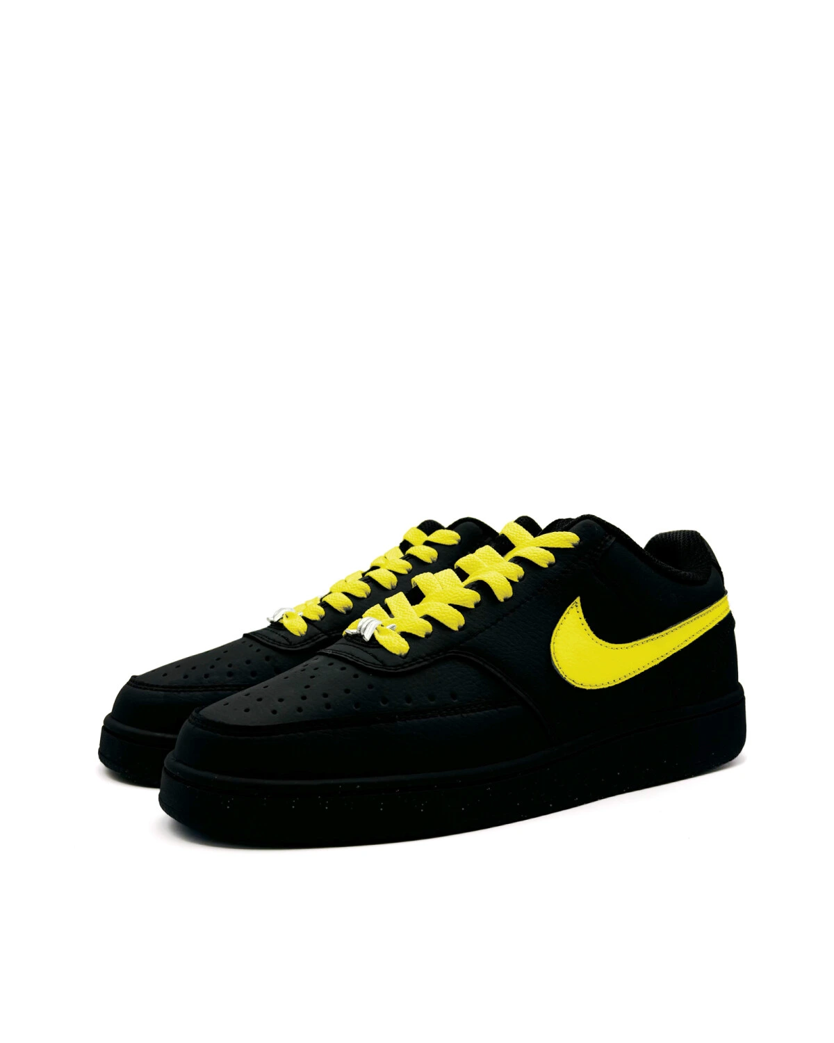 Nike Court Vision унисекс кроссовки черно-желтые повседневные картинка