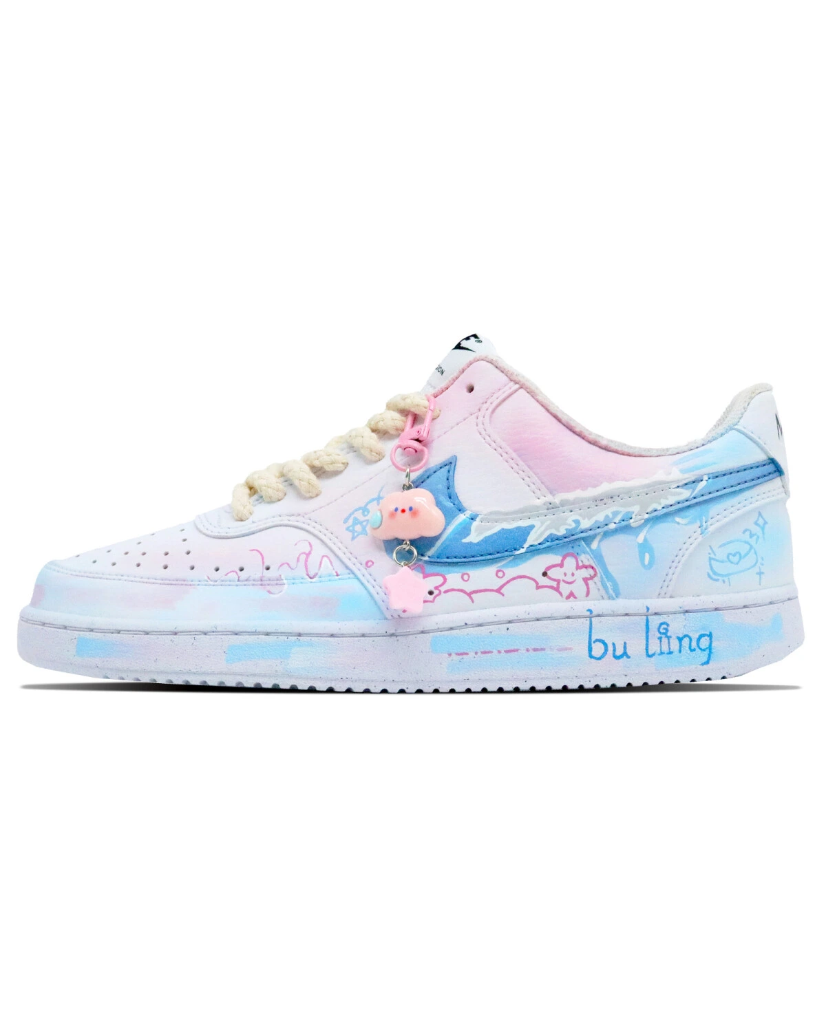Nike Court Vision 1 унисекс кроссовки синие с противоскользящей подошвой картинка