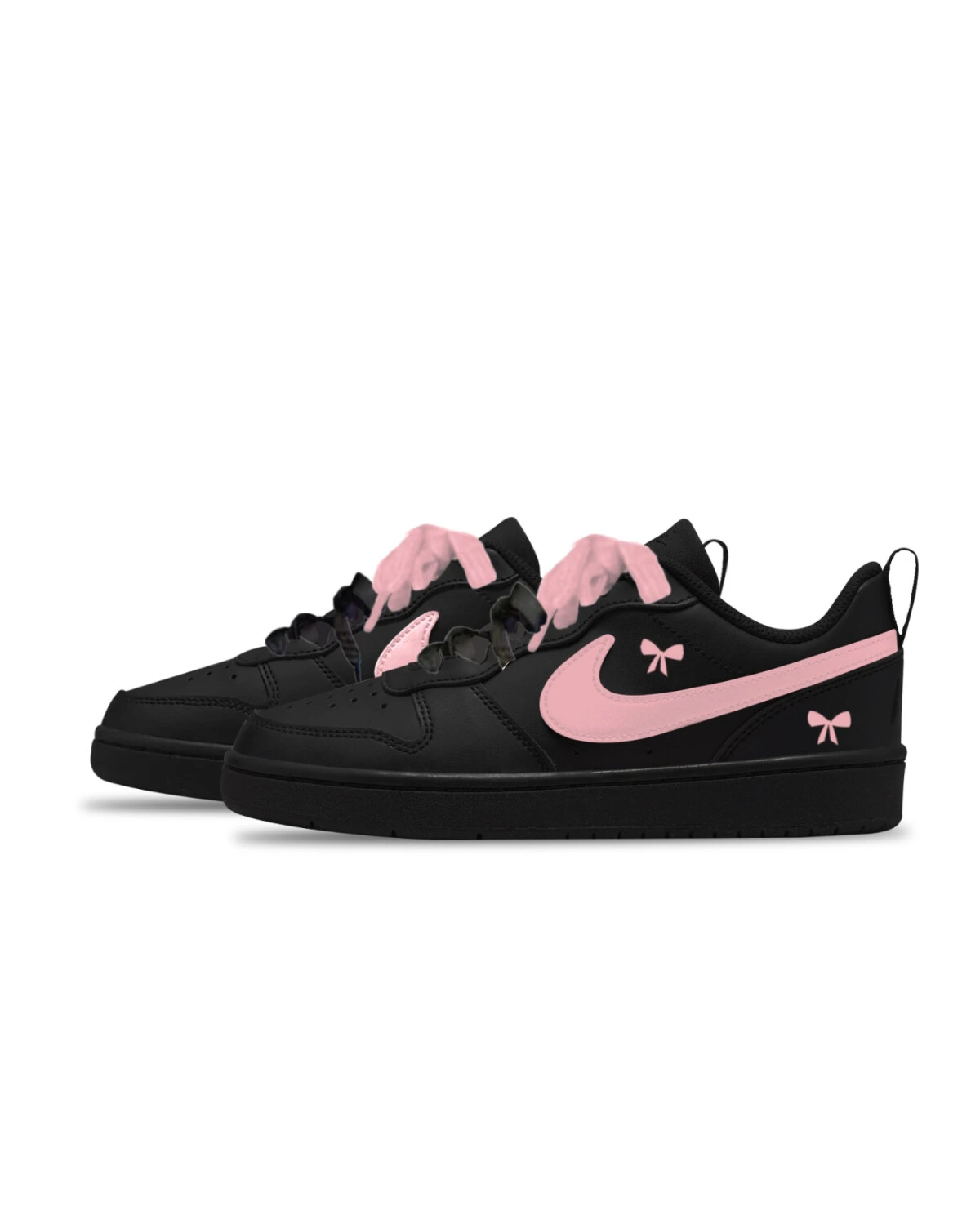 Nike Court Borough Детские кеды розовые с бантиками картинка