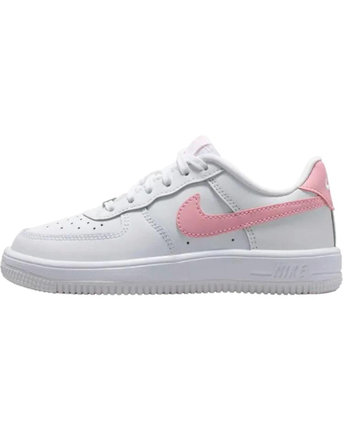Nike Air Force 1 детские кроссовки белые с розовыми вставками картинка