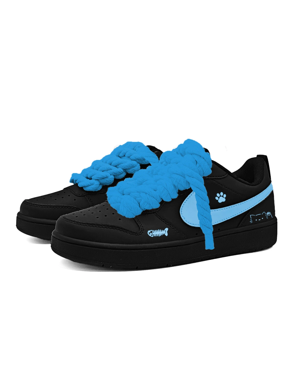 Nike Court Borough детские кроссовки кожаные синие картинка