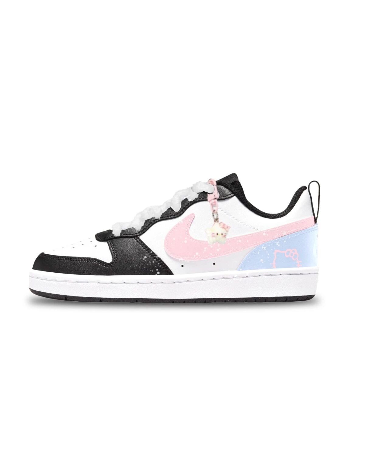 Nike Court Borough 2 детские кроссовки кожаные бело-розово-голубые картинка