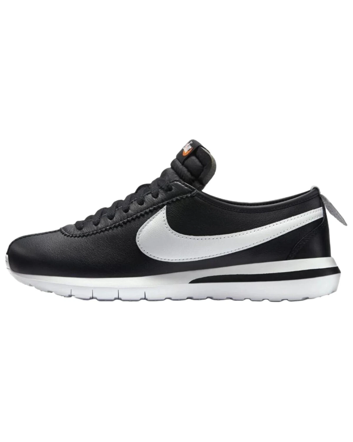 Nike Roshe Run Cortez мужские черные кожаные кроссовки с белыми вставками картинка