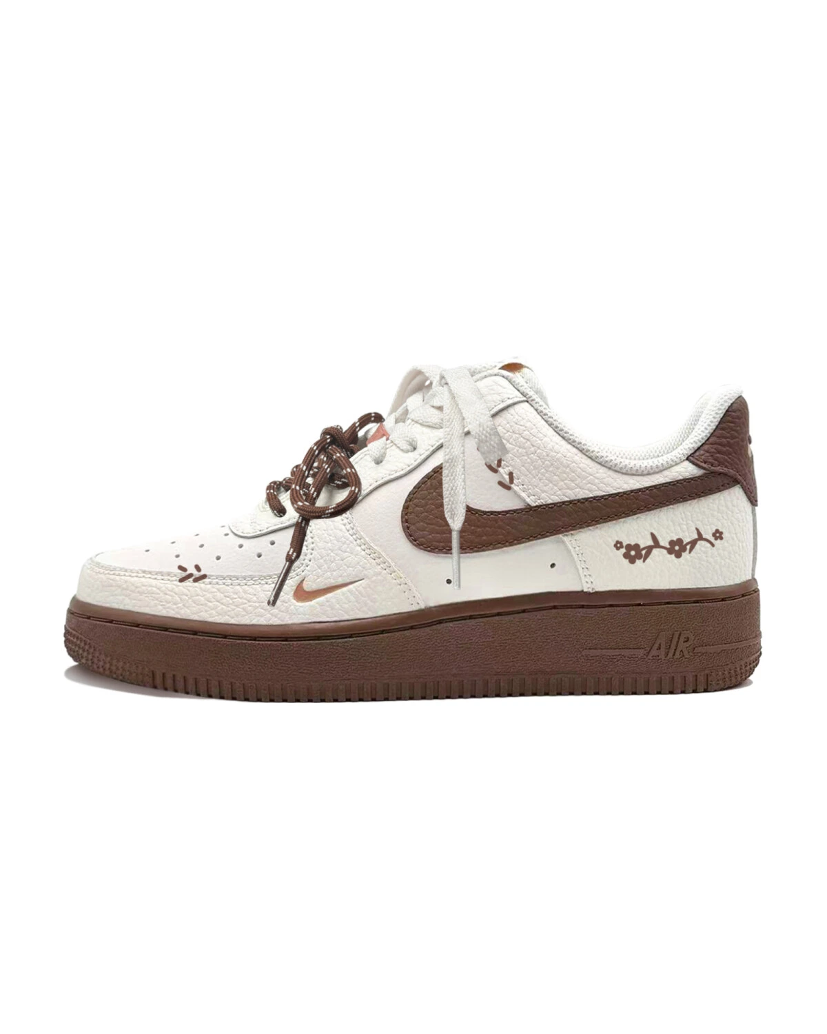 Nike Air Force 1 женские кроссовки повседневные молочно-коричневые ретро картинка