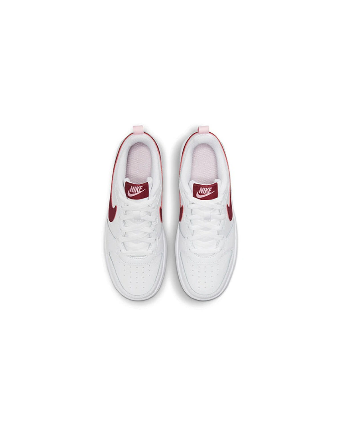 Nike Court Borough 2 Low детские кроссовки кожаные бело-красно-розовые картинка