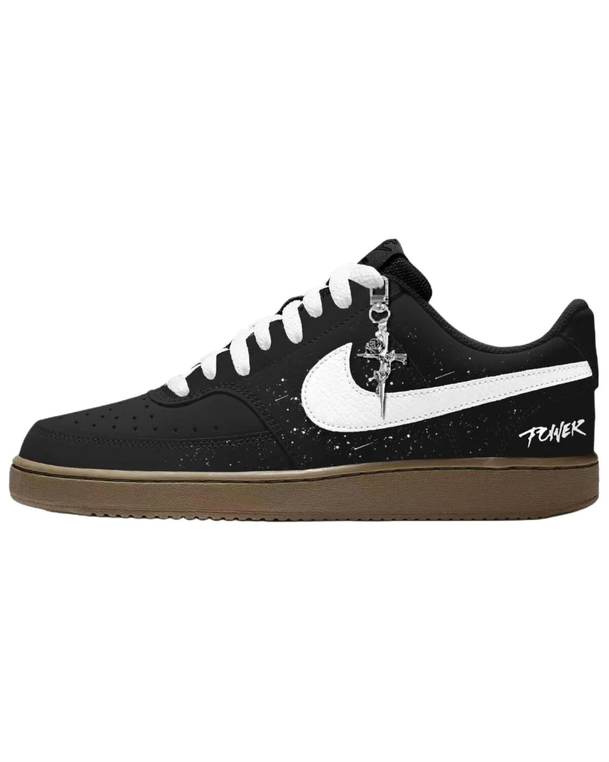 Nike Court Vision 1 мужские кроссовки черно-коричневые повседневные картинка