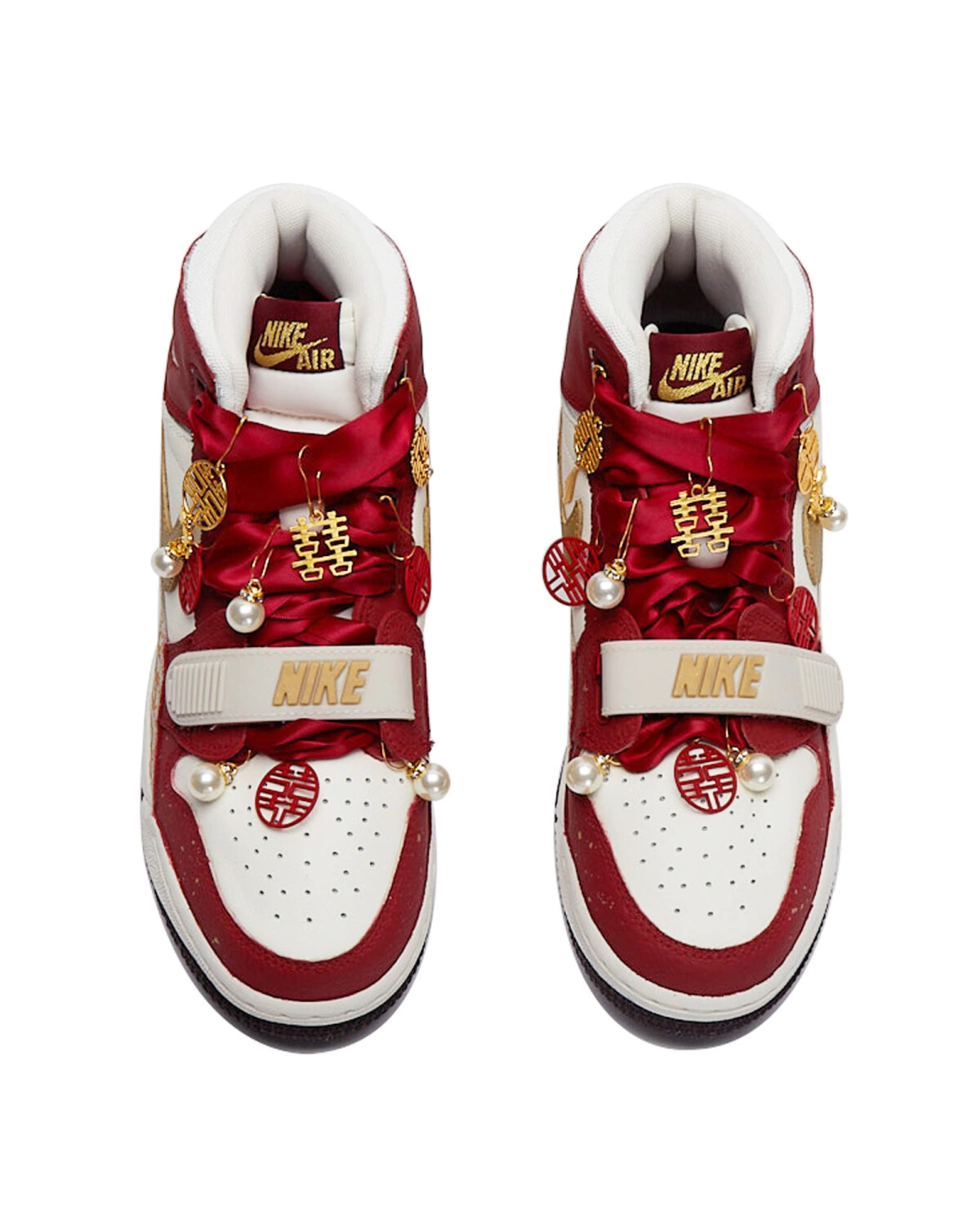 Jordan Legacy 312 женские кроссовки высокие золото-красные картинка