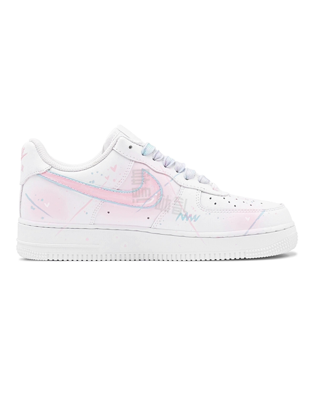Nike Air Force 1 Low Love Graffiti мужские кроссовки розово-голубые нескользящие картинка