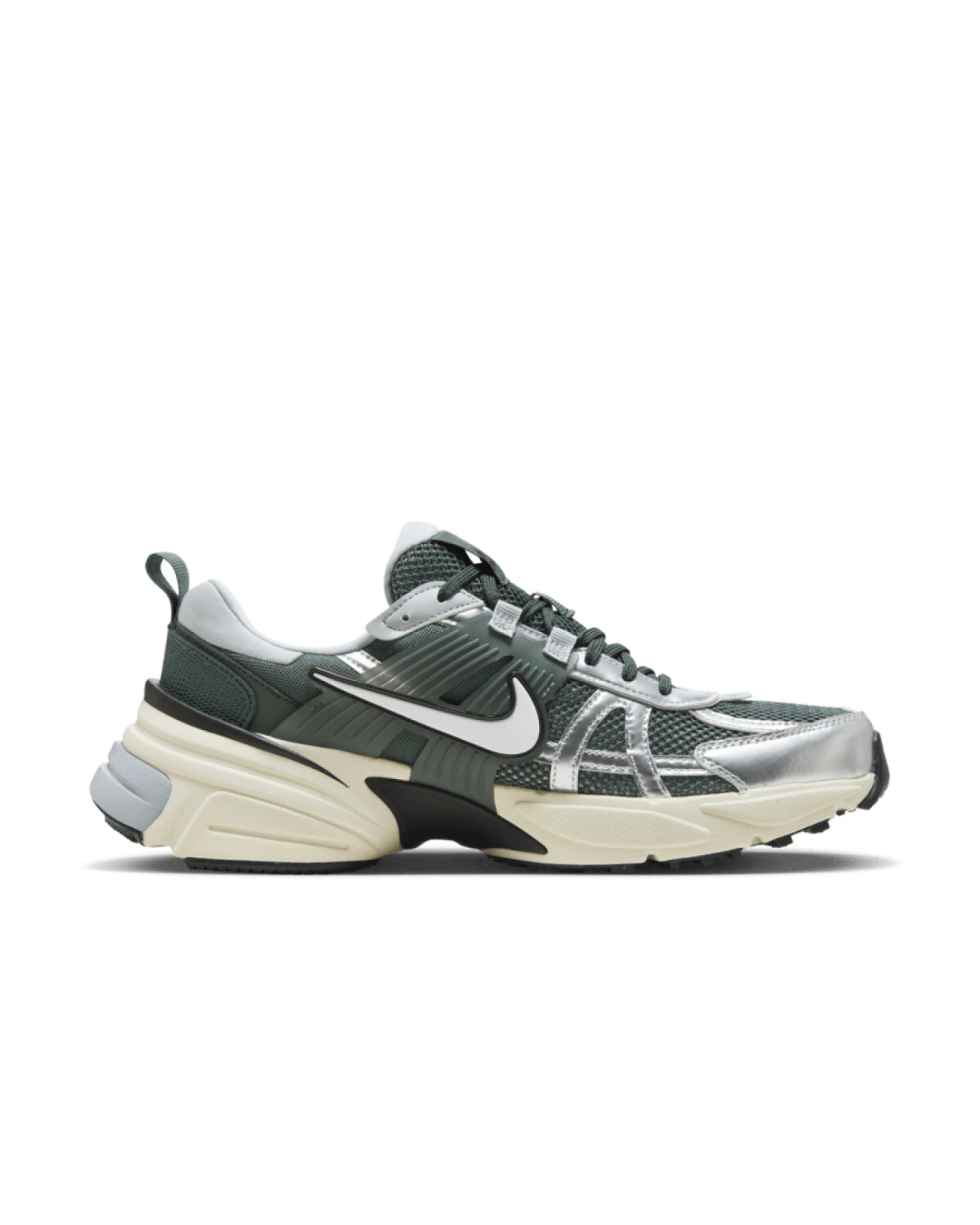 Nike V2K Run unisex кроссовки серо-зеленые из сетки с платформой картинка